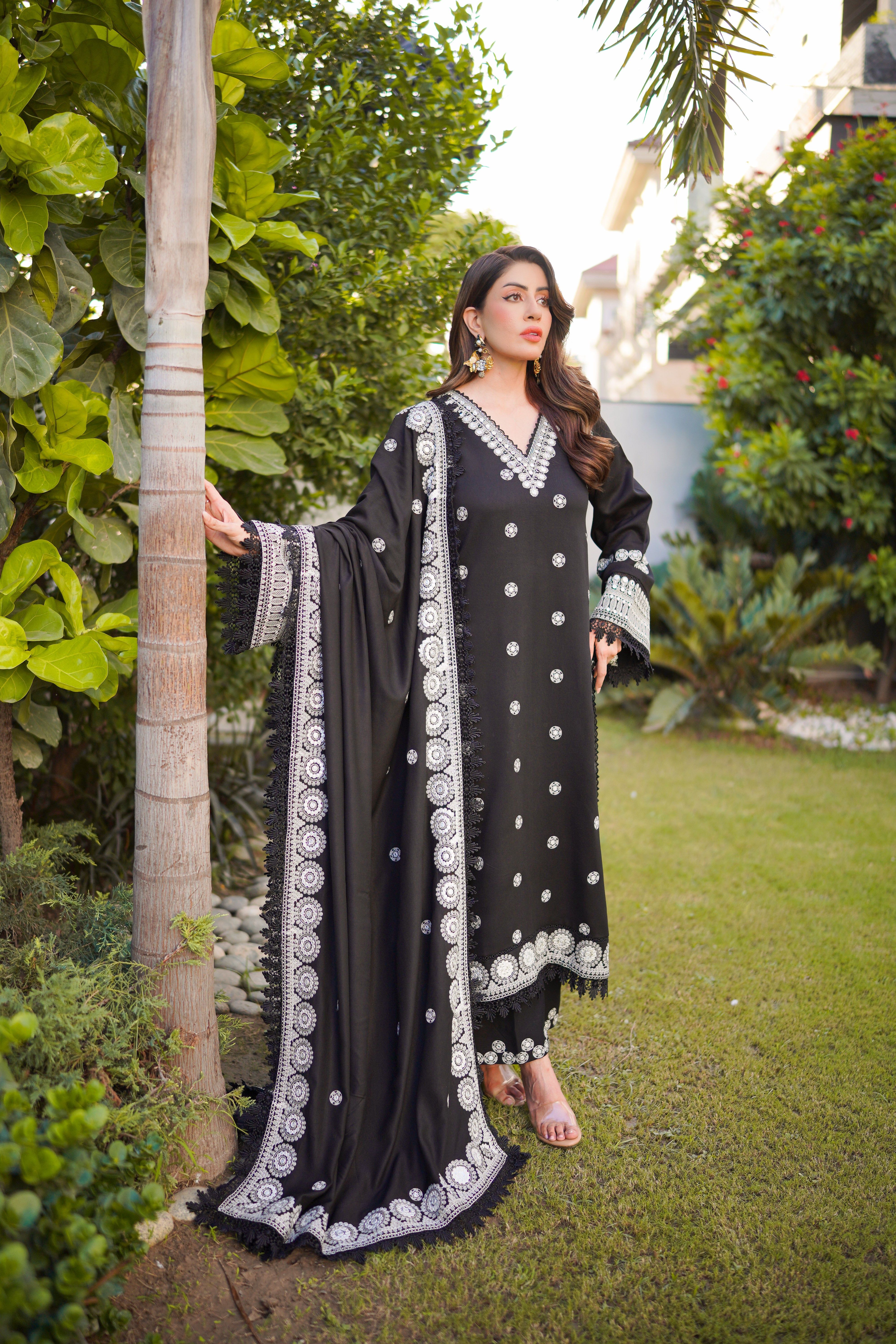 Rs 14500 Aneelas Stitched Cotton Satin Emb 3pc [CT-04] [Dispatch Time 2 Months]