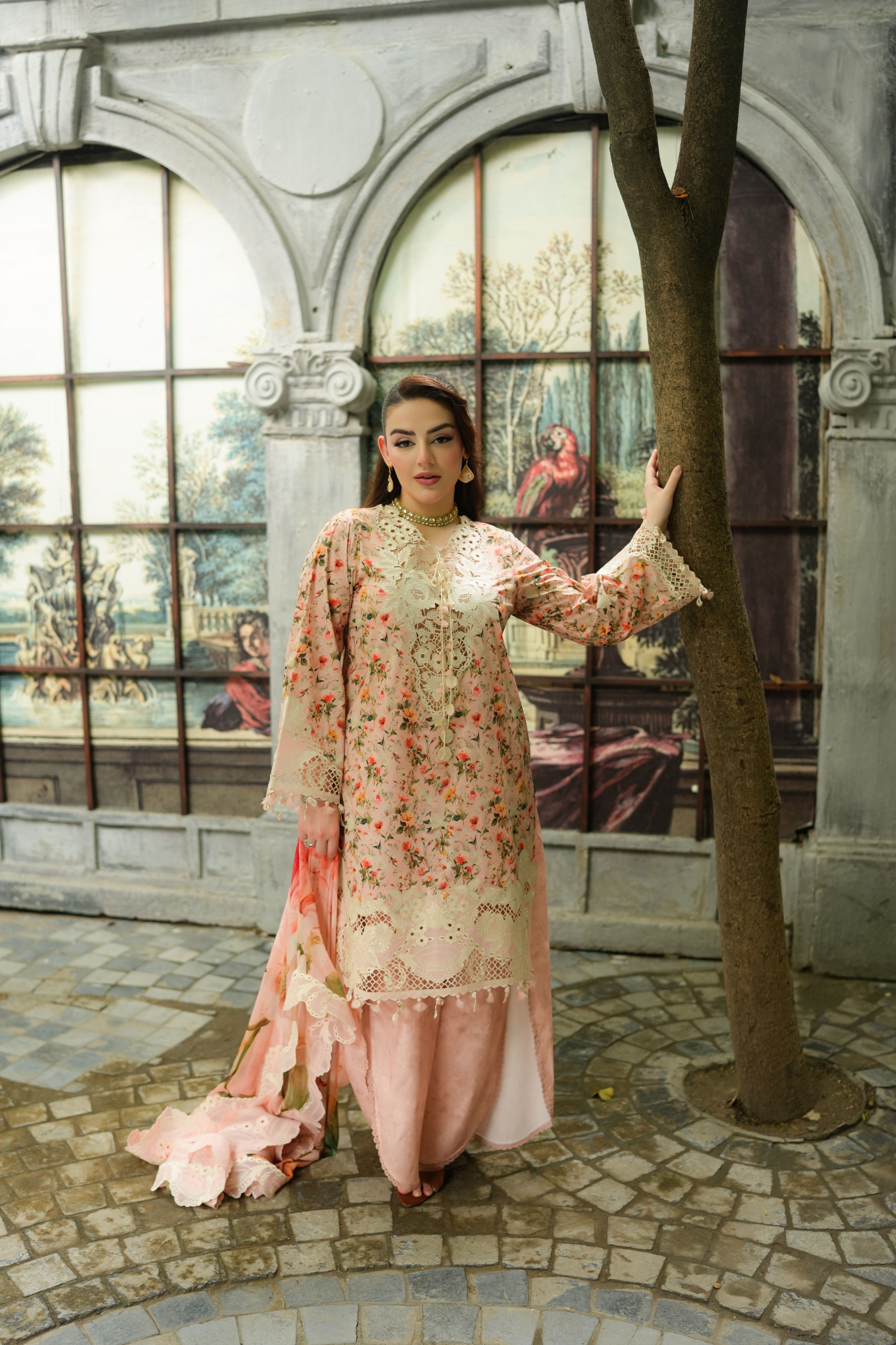 Rs 14300 Aneelas Stitched Viscose Print Emb 3pc Chiffon Duppata [VC-26-04-B] [Dispatch Time 2 Months]