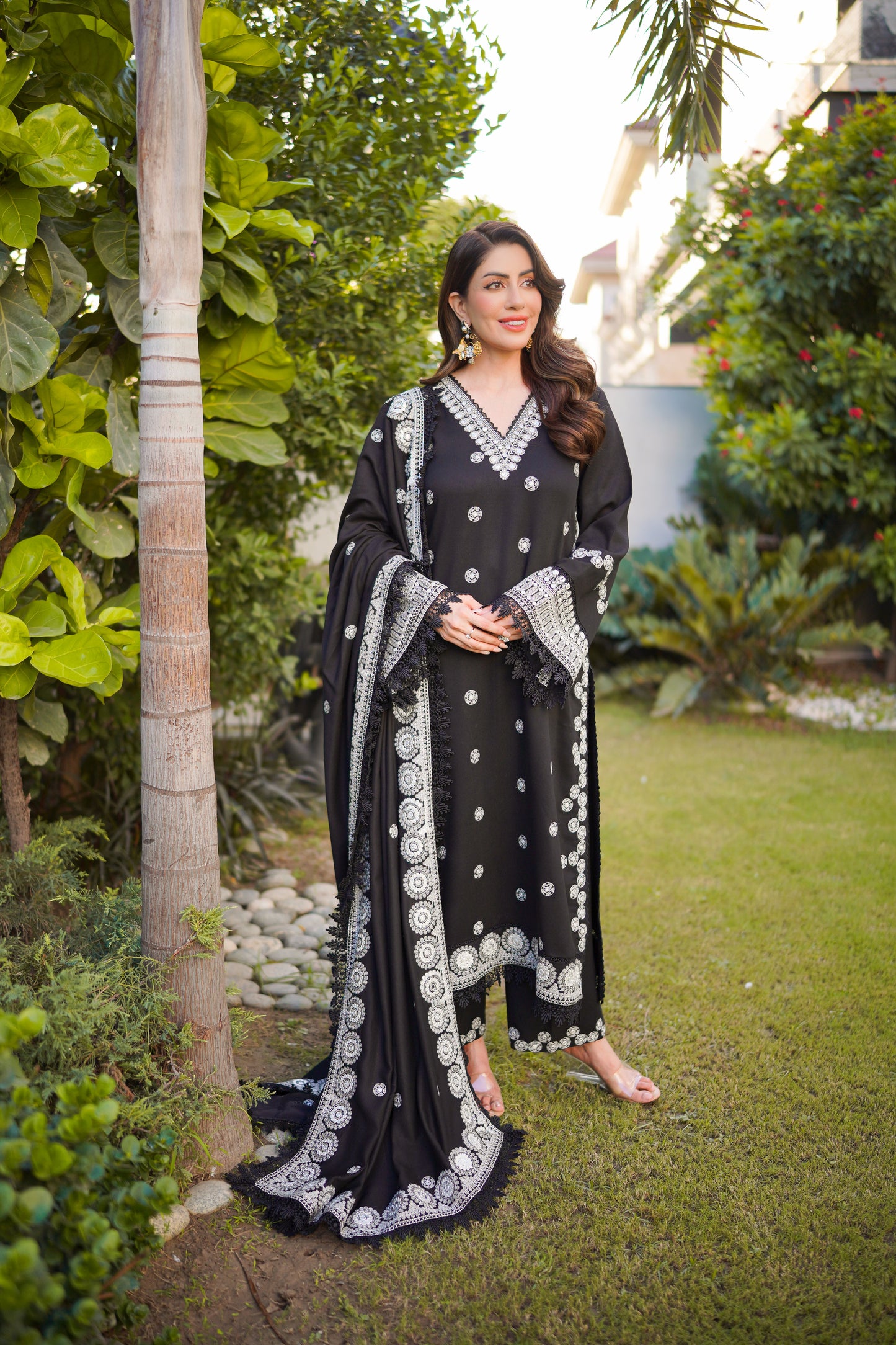 Rs 14500 Aneelas Stitched Cotton Satin Emb 3pc [CT-04] [Dispatch Time 2 Months]