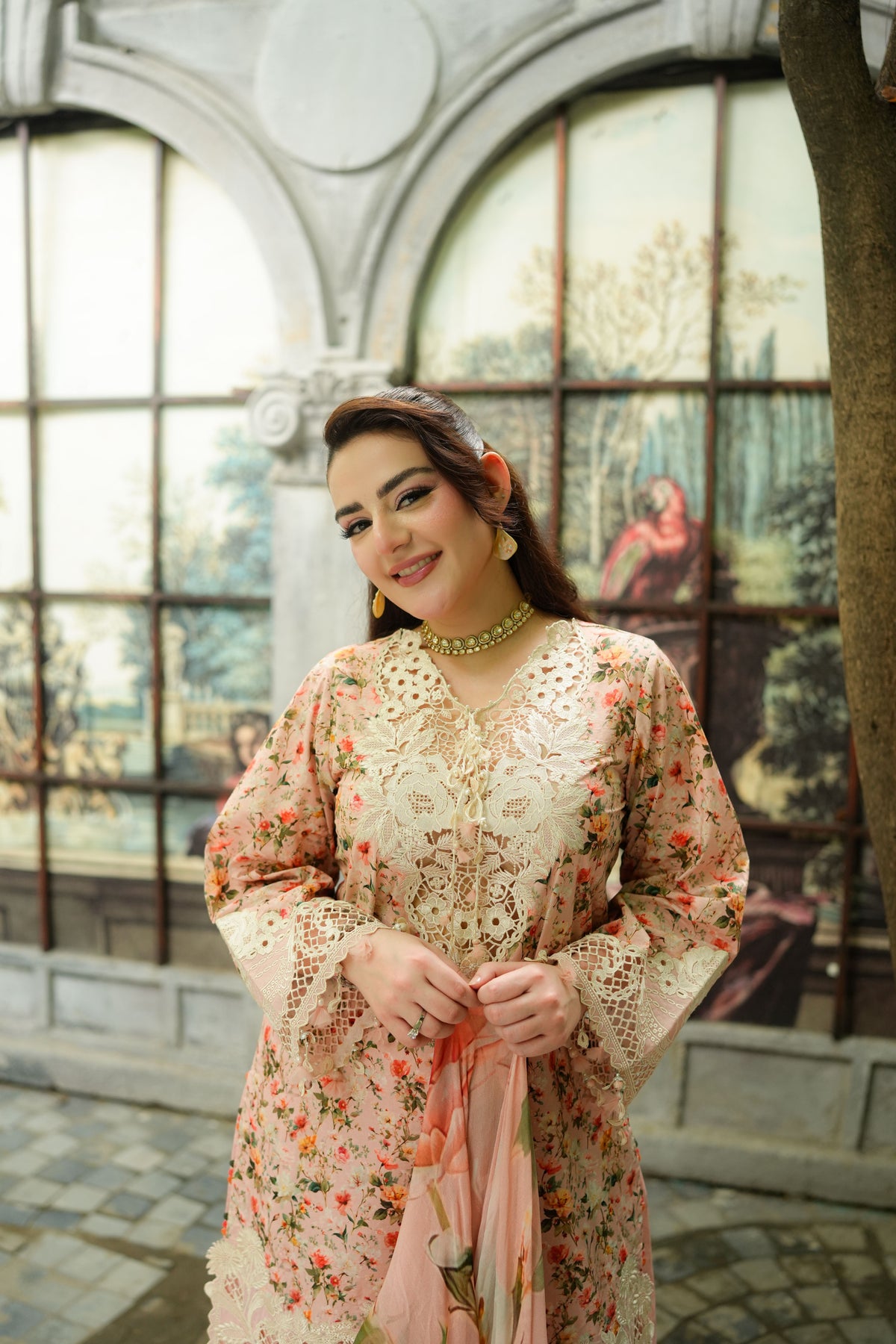 Aneelas Viscose Print Emb 3pc Chiffon Duppata [VC-26-04-B] [Dispatch Time 2 Months]