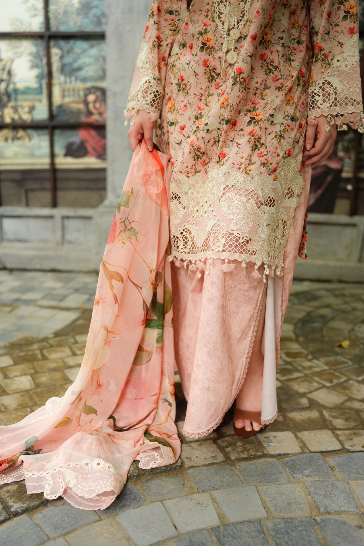 Aneelas Viscose Print Emb 3pc Chiffon Duppata [VC-26-04-B] [Dispatch Time 2 Months]