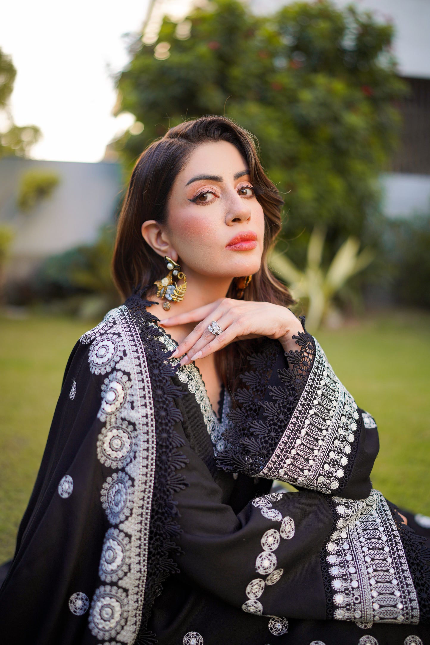 Rs 14500 Aneelas Stitched Cotton Satin Emb 3pc [CT-04] [Dispatch Time 2 Months]