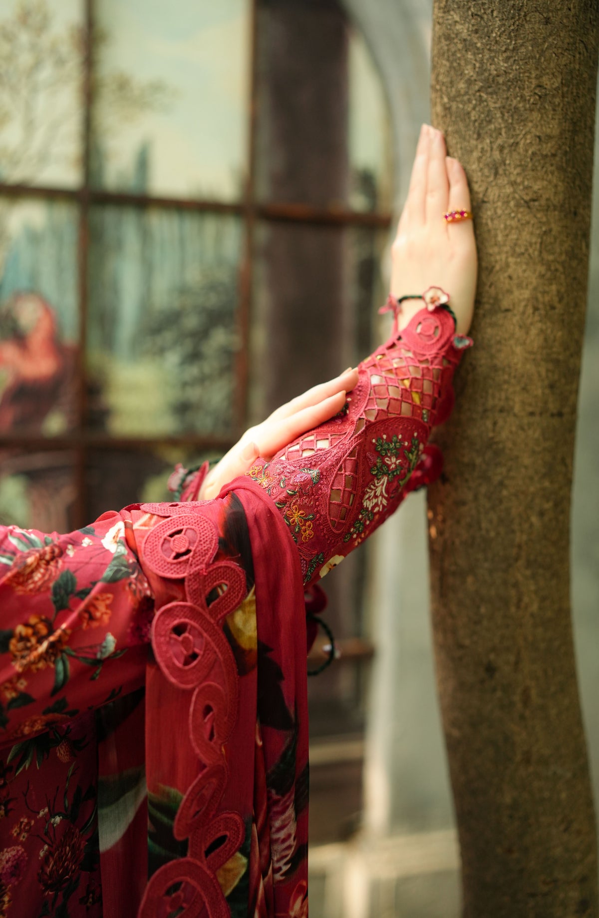 Aneelas Print Emb Viscose 3pc Chiffon Duppata [VC-26-07-B] [Dispatch Time 2 Months]