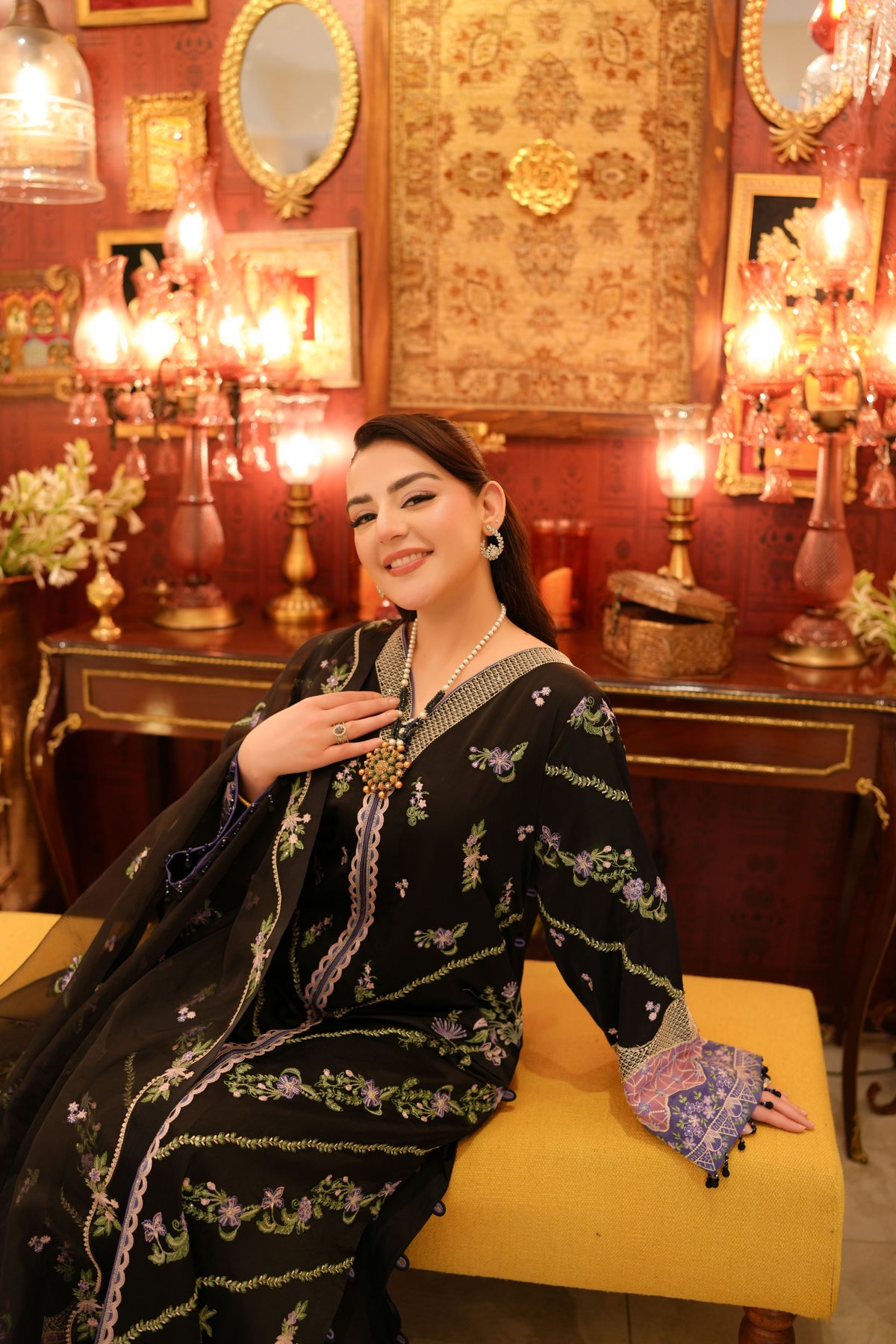 Aneelas Shamoz Silk Emb 3pc With Organza Duppata [FC-40][Dispatch Time 2 Month]