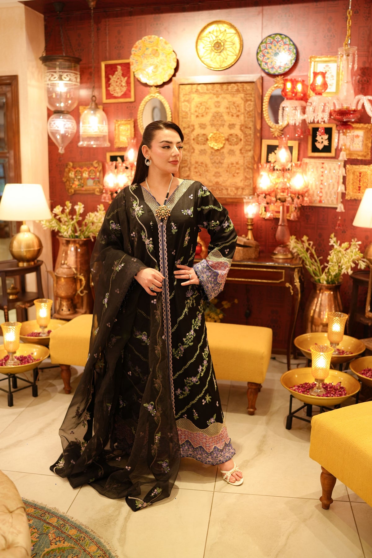 Aneelas Shamoz Silk Emb 3pc With Organza Duppata [FC-40][Dispatch Time 2 Month]