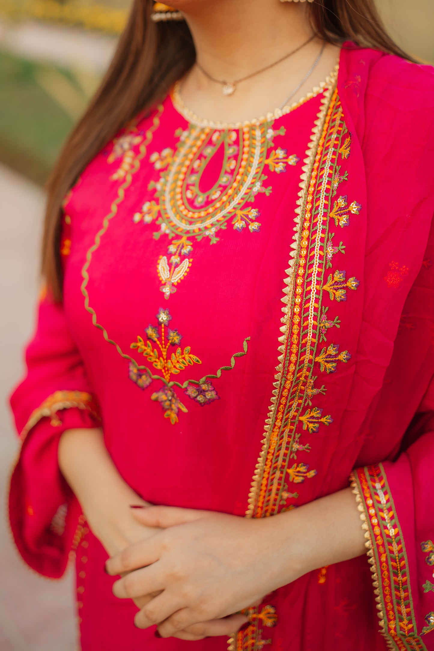 Rs 8500 Aneelas Eid launch raw silk shirt shalwar chiffon Emb Duppata UNstitched 3pc [D 2] [Dispatch date 24th March ]