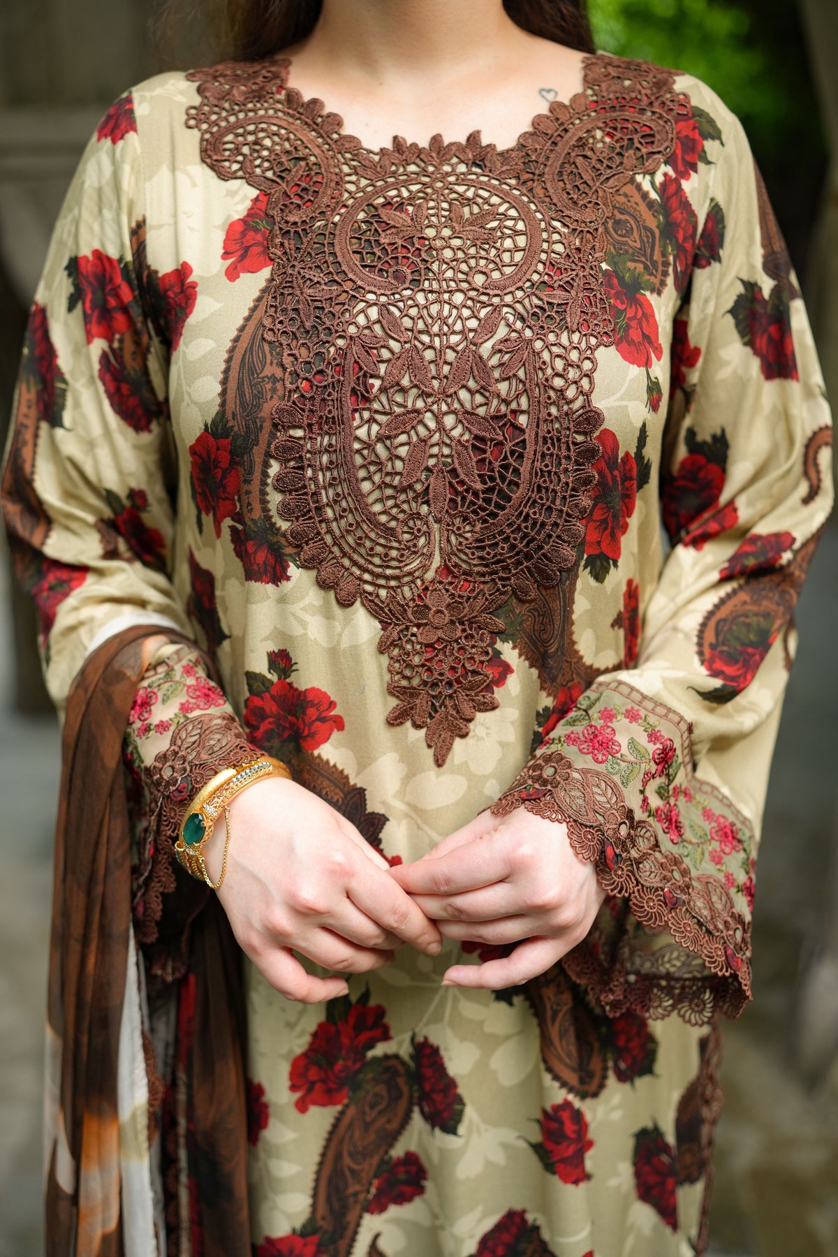 Aneelas Print Emb Viscose 3pc Viscose Duppata [VC-05-A] [Dispatch Time 2 Months]