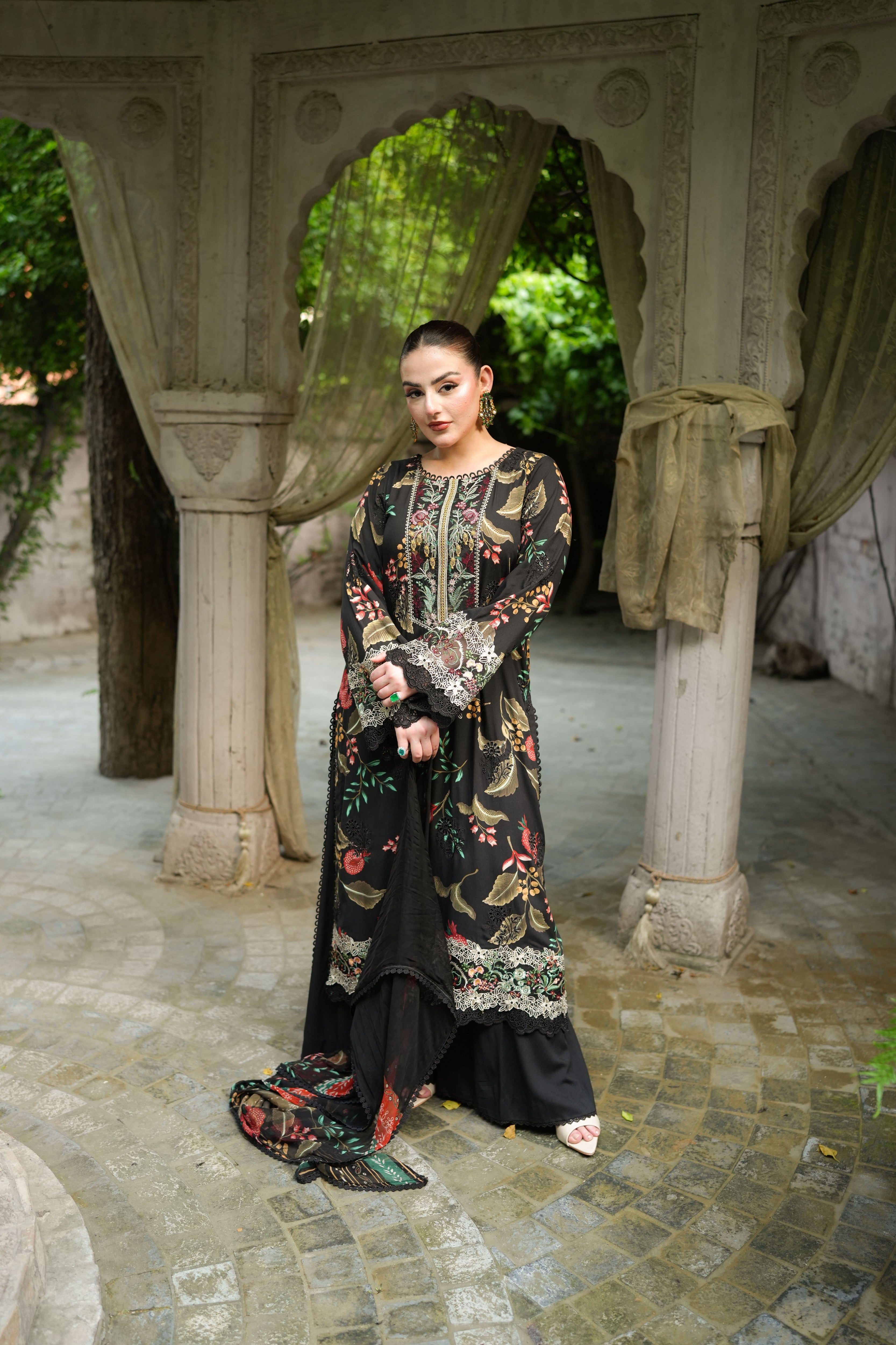 Rs 12000 Aneelas Stitched Print Emb Viscose 3pc Viscose Duppata [VC-26-06-A] [Dispatch Time 2 Months]