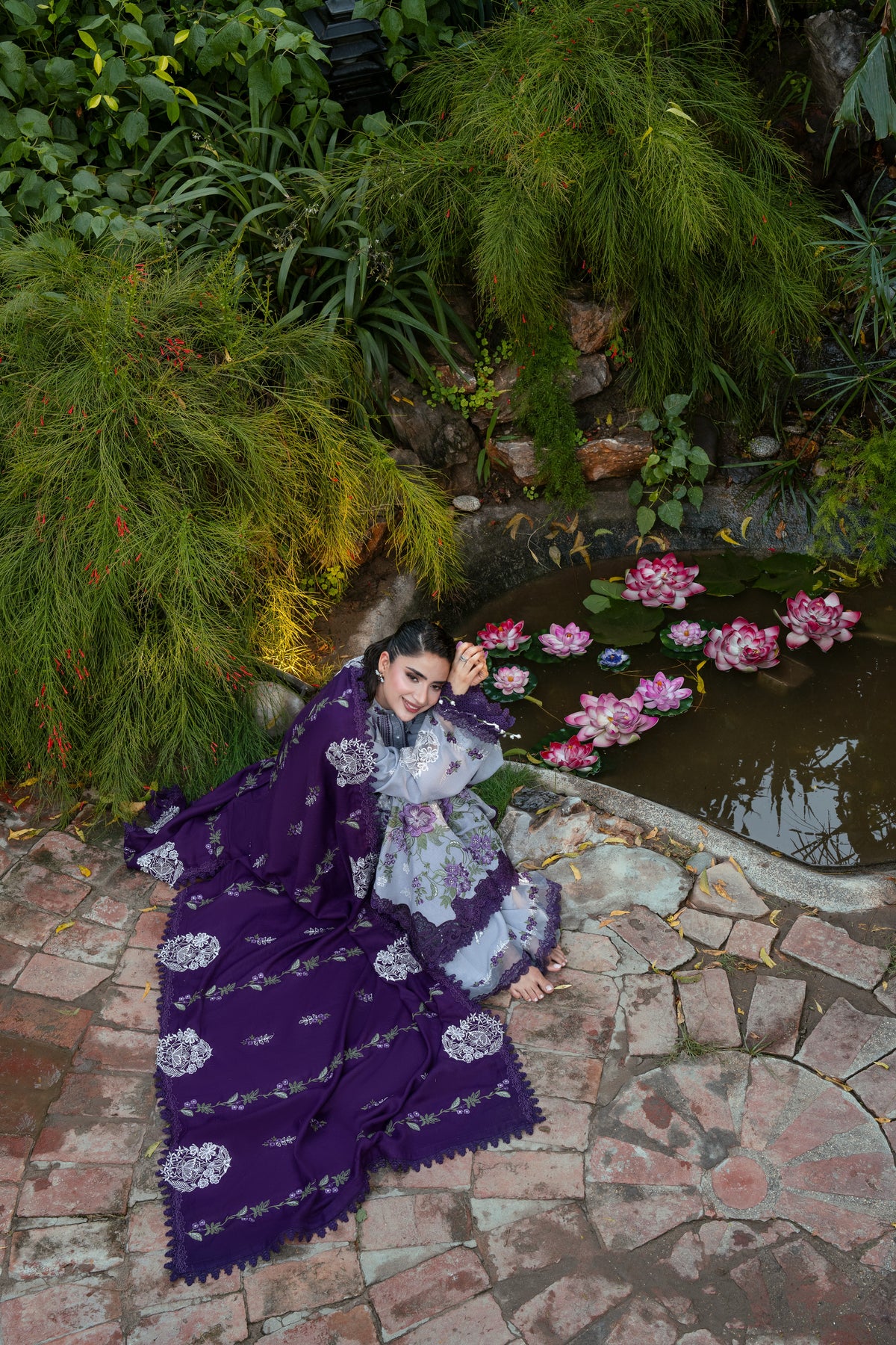 Aneelas Karandi Emb 3pc Premium Pashmina Shawl [WLUX-26-10] [Dispatch Time 2.5 Months]