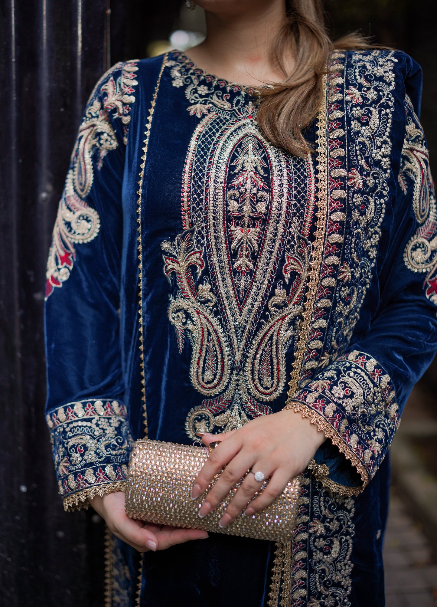 Rs 26500 Aneelas Stitched Formal Velvet Shirt Trouser 3pc [VT-07-B] [Dispatch Time 2 Months]