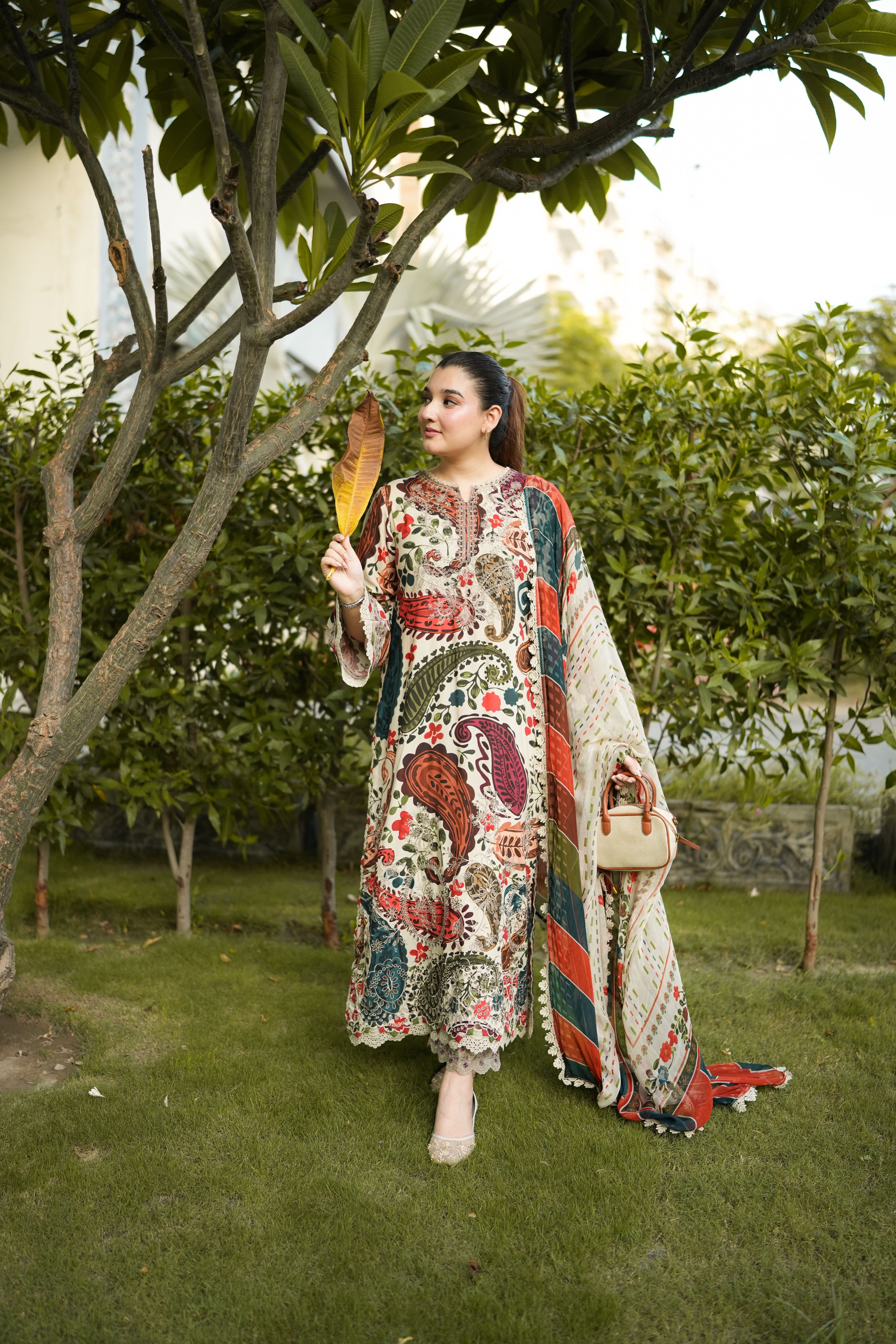 Aneelas Viscose Print Emb 3pc Viscose Duppata [VC-26-03-A] [Dispatch Time 2 Months]