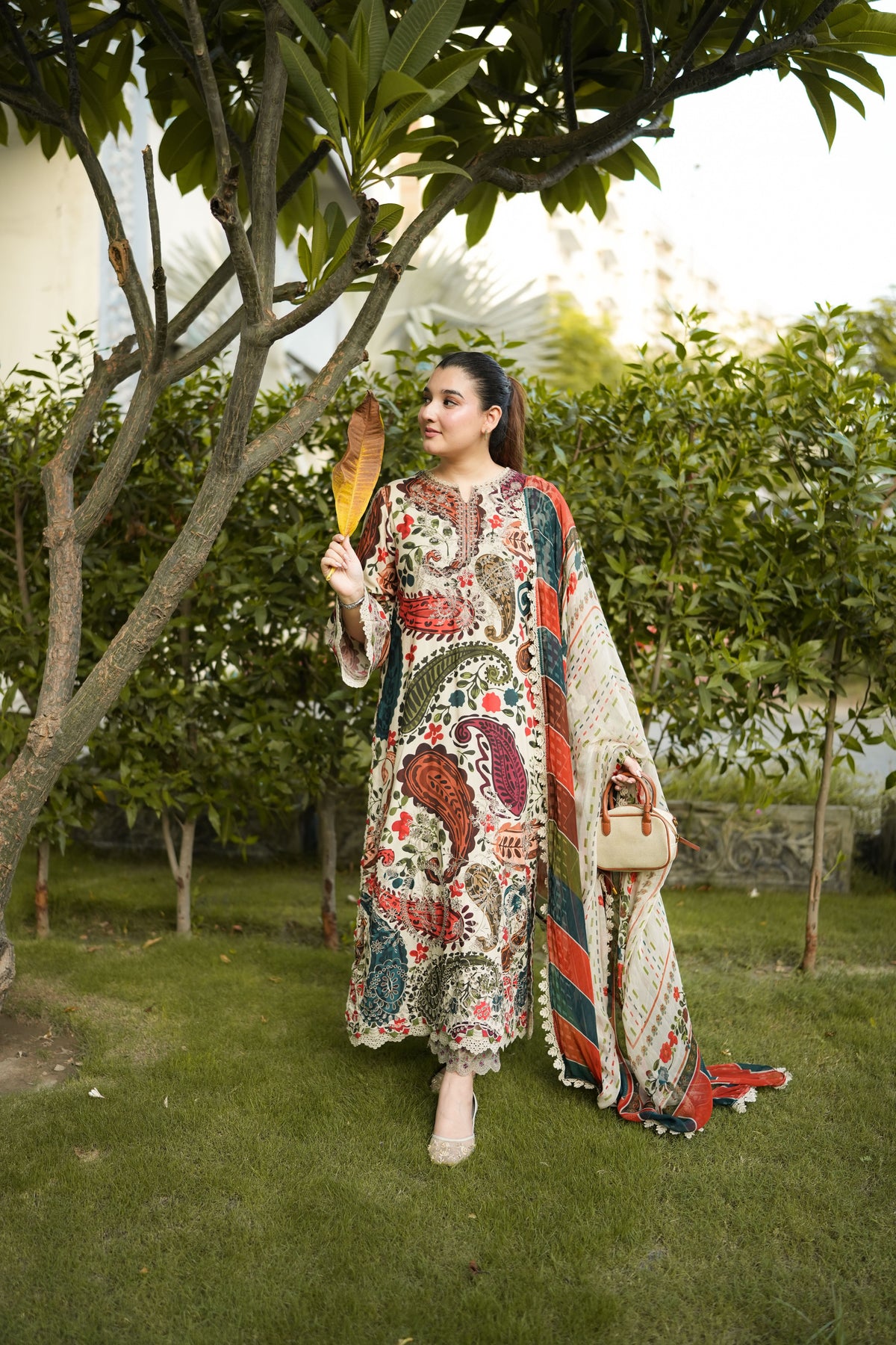 Aneelas Viscose Print Emb 3pc Viscose Duppata [VC-26-03-A] [Dispatch Time 2 Months]