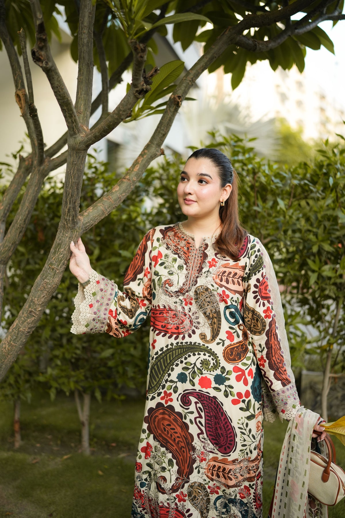 Aneelas Viscose Print Emb 3pc Viscose Duppata [VC-26-03-A] [Dispatch Time 2 Months]