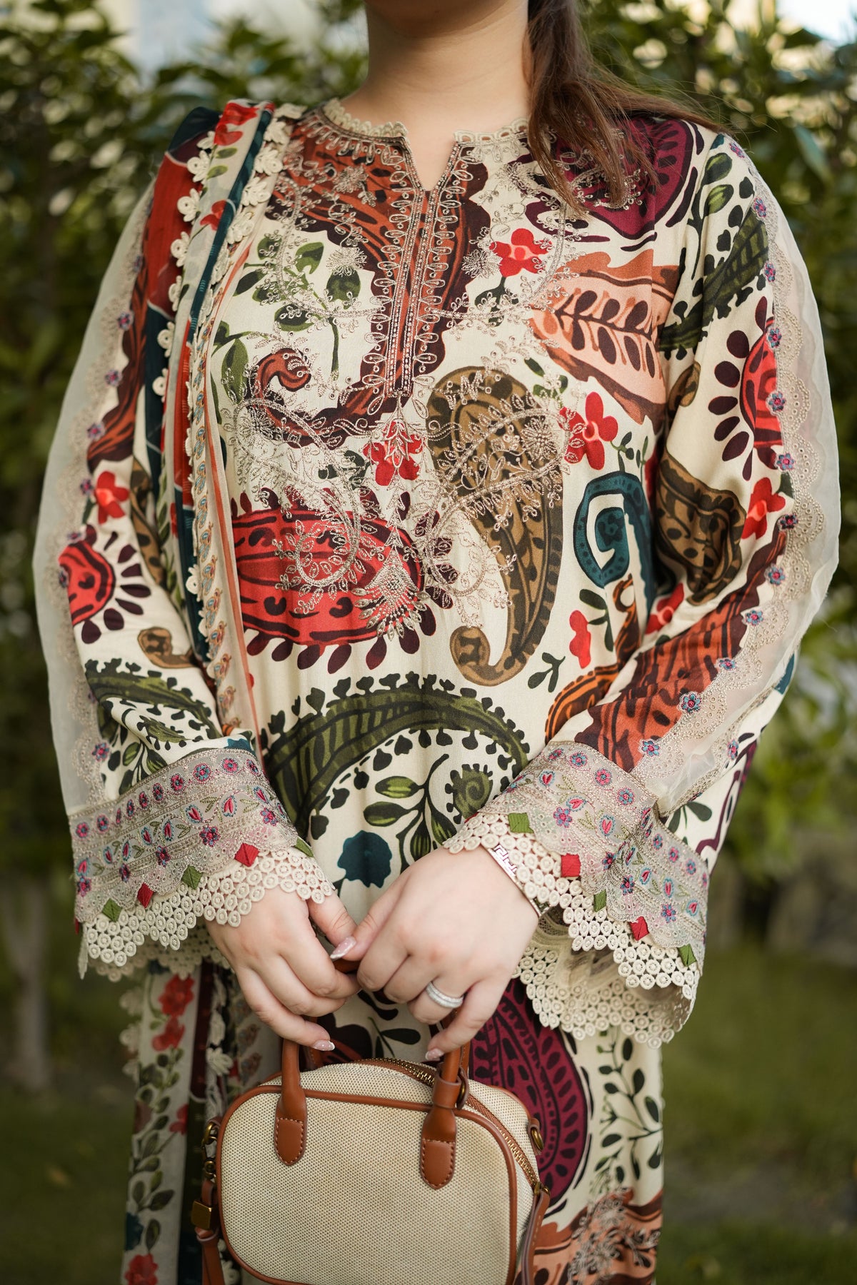 Aneelas Viscose Print Emb 3pc Viscose Duppata [VC-26-03-A] [Dispatch Time 2 Months]