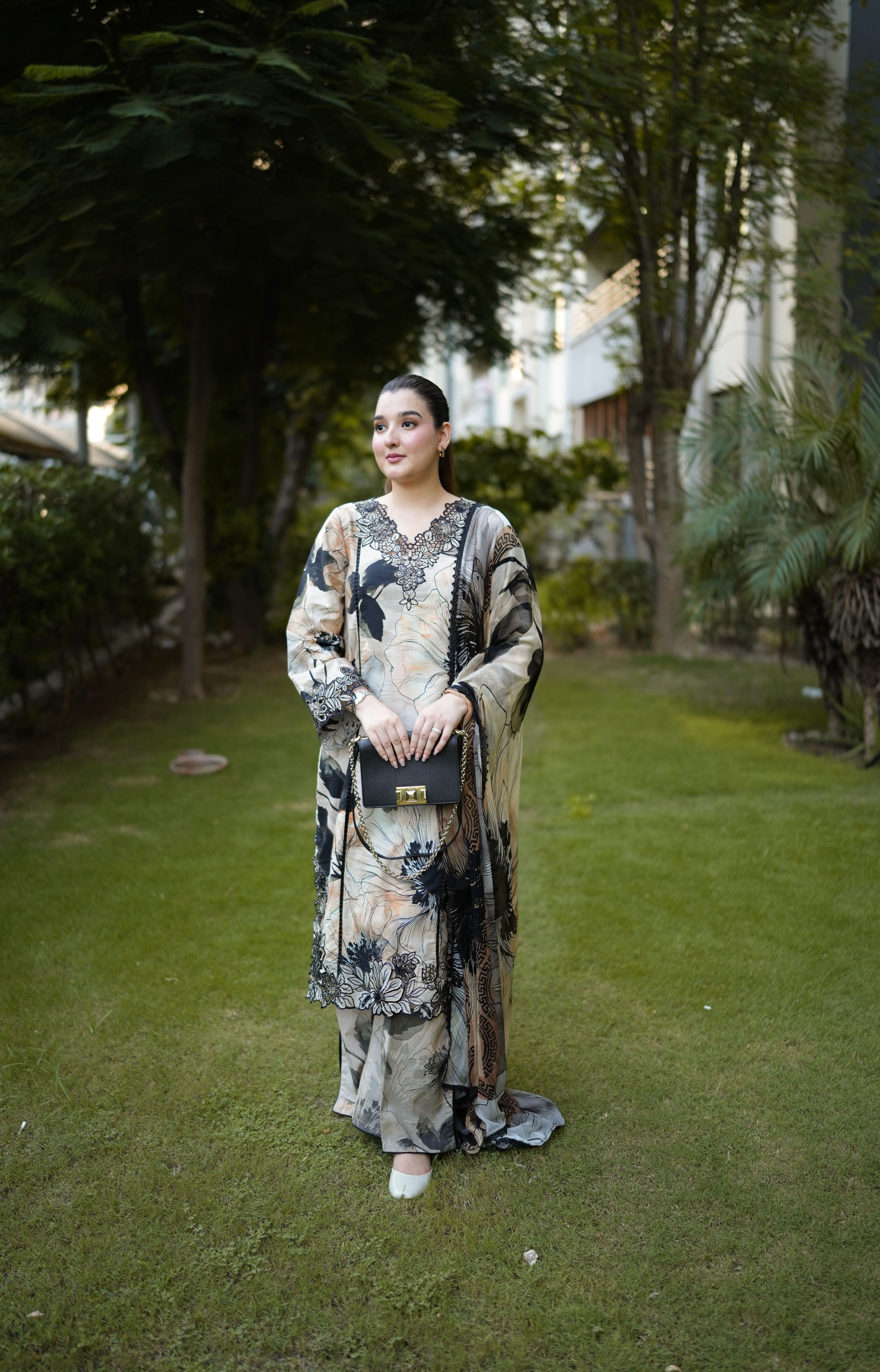 Aneelas Viscose Print Emb 3pc Chiffon Duppata [VC-26-09-A] [Dispatch Time 2 Months]