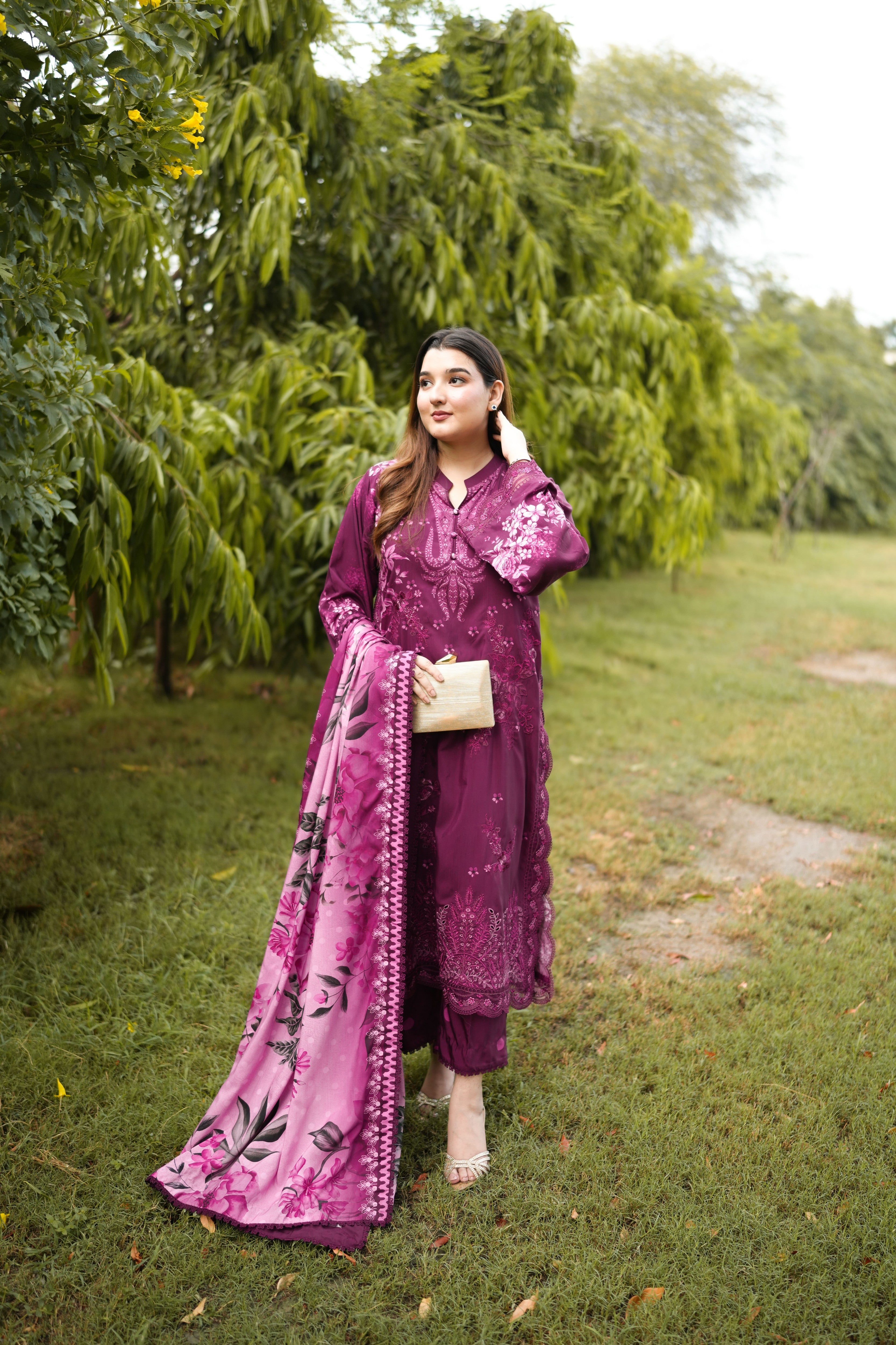 Aneelas Viscose Print Emb 3pc With Viscose Duppata [VC-26-13] [Dispatch Time 2 Month]