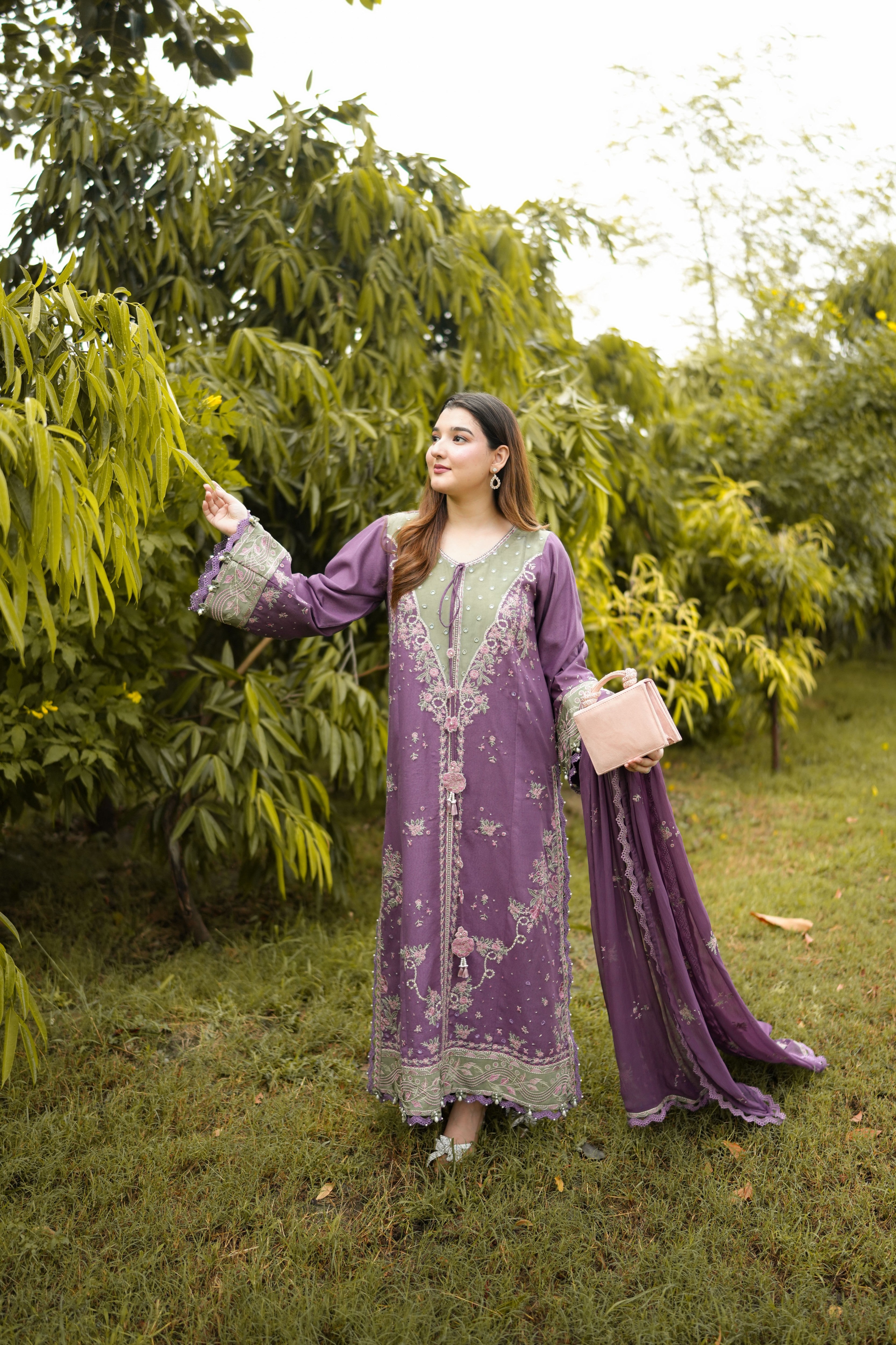 Aneelas Karandi Emb 3pc Chiffon Duppata [KR-26-12] [Dispatch Time 2.5 Months]