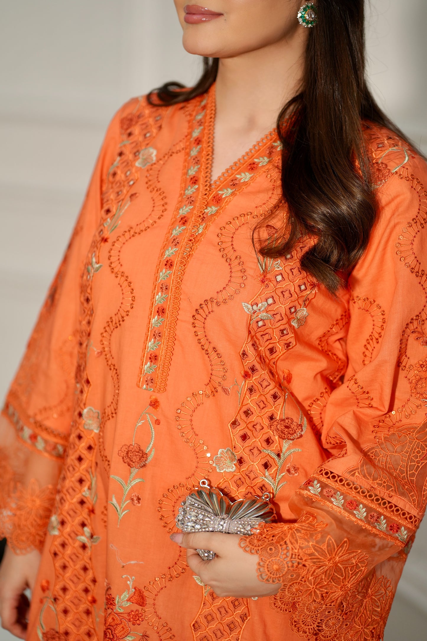 Rs 18500 Aneelas Stitched Luxury Emb Lawn 3pc With Emb Chiffon Duppata [LUX--26-89][Dispatch Time 2 Months]
