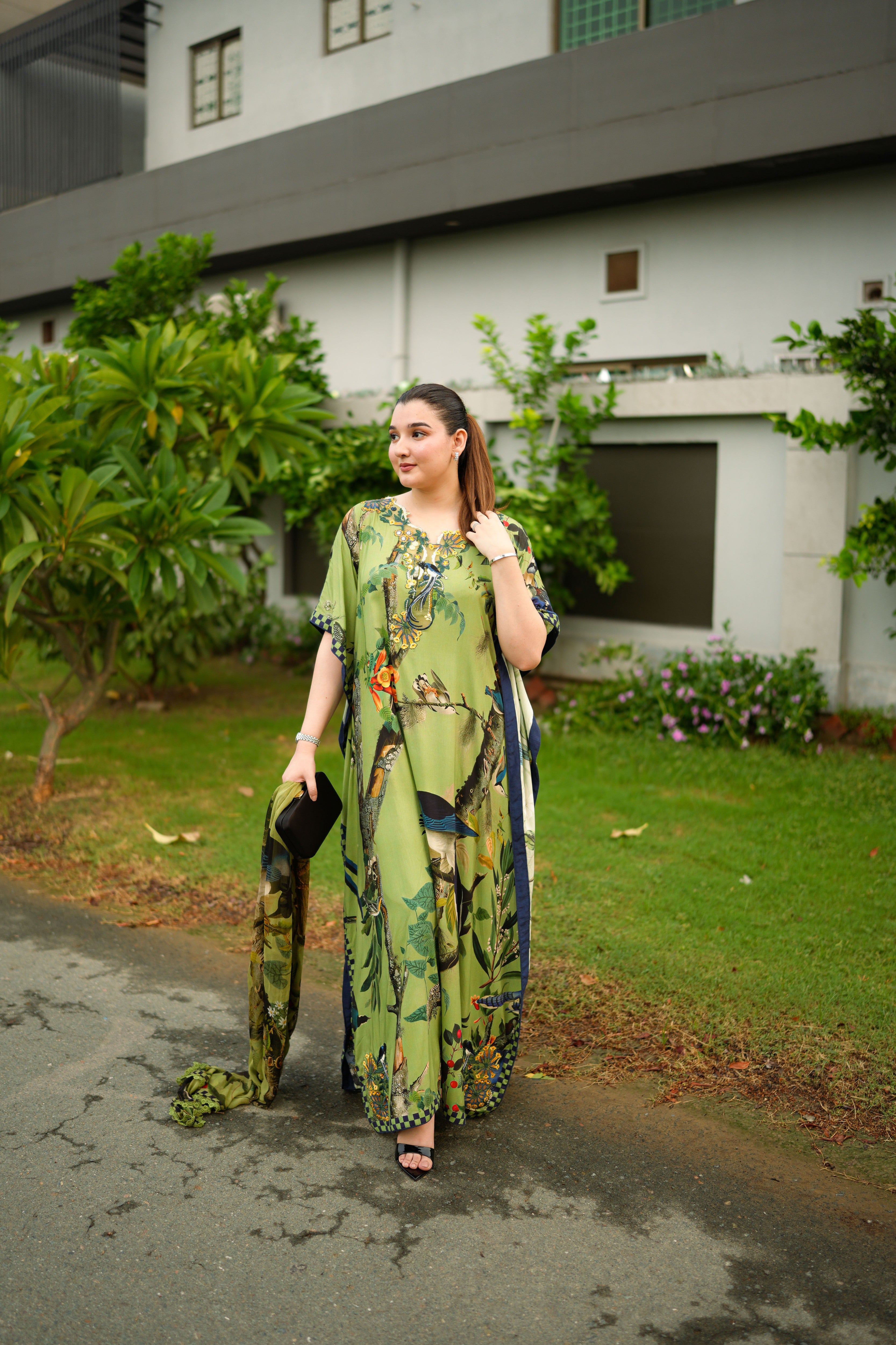 Aneelas Viscose Print Emb Kaftan 3pc Chiffon Duppata [WPR-26-01-A-B] [Dispatch Time 2 Month]