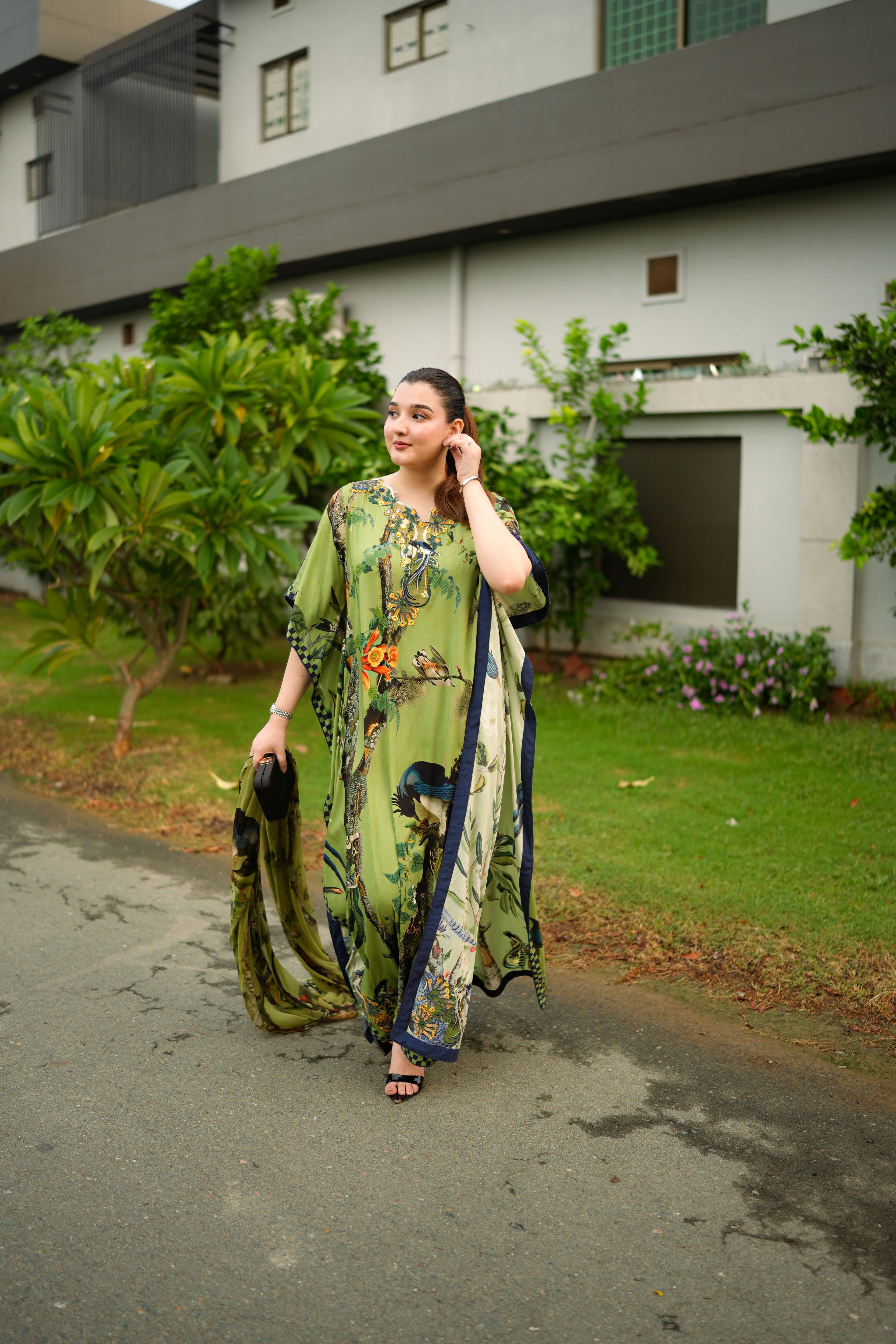 Aneelas Chiffon Print Emb Kaftan 3pc Chiffon Duppata [WPR-26-01-B-B] [Dispatch Time 2 Month]