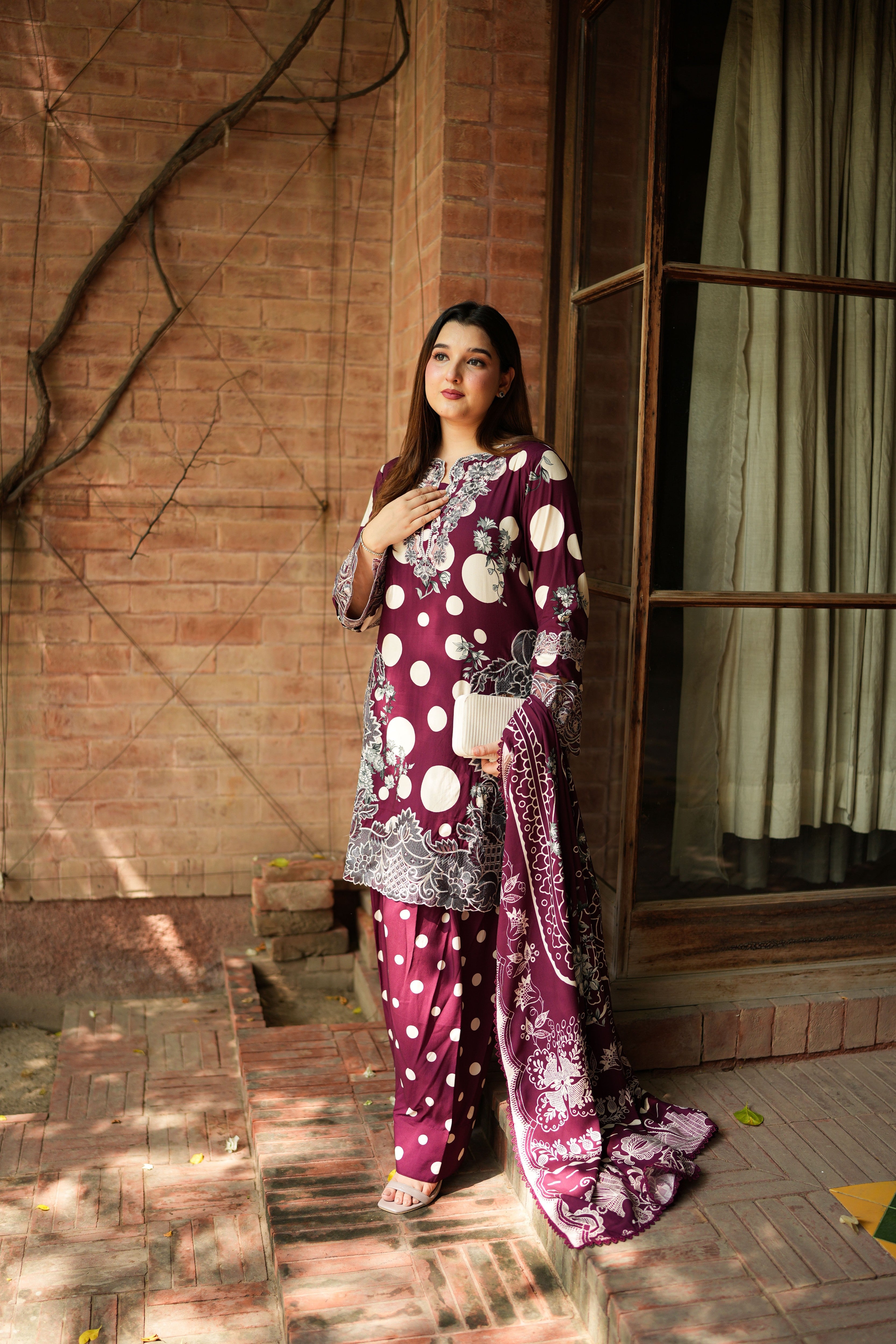 Aneelas Viscose Print Emb 3pc Viscose Duppata [VC-26-27-A] [Dispatch Time 2 Month]
