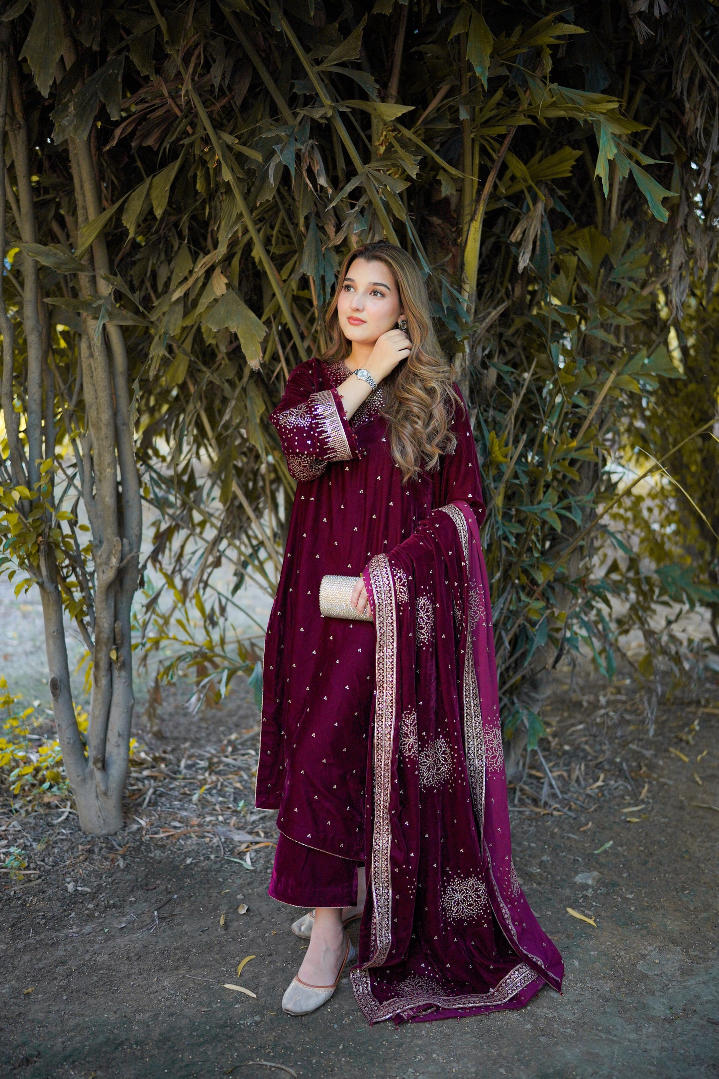 Rs 19500 Aneelas Stitched Velvet Emb 3pc [VT-05] [Dispatch Time 2 Months]