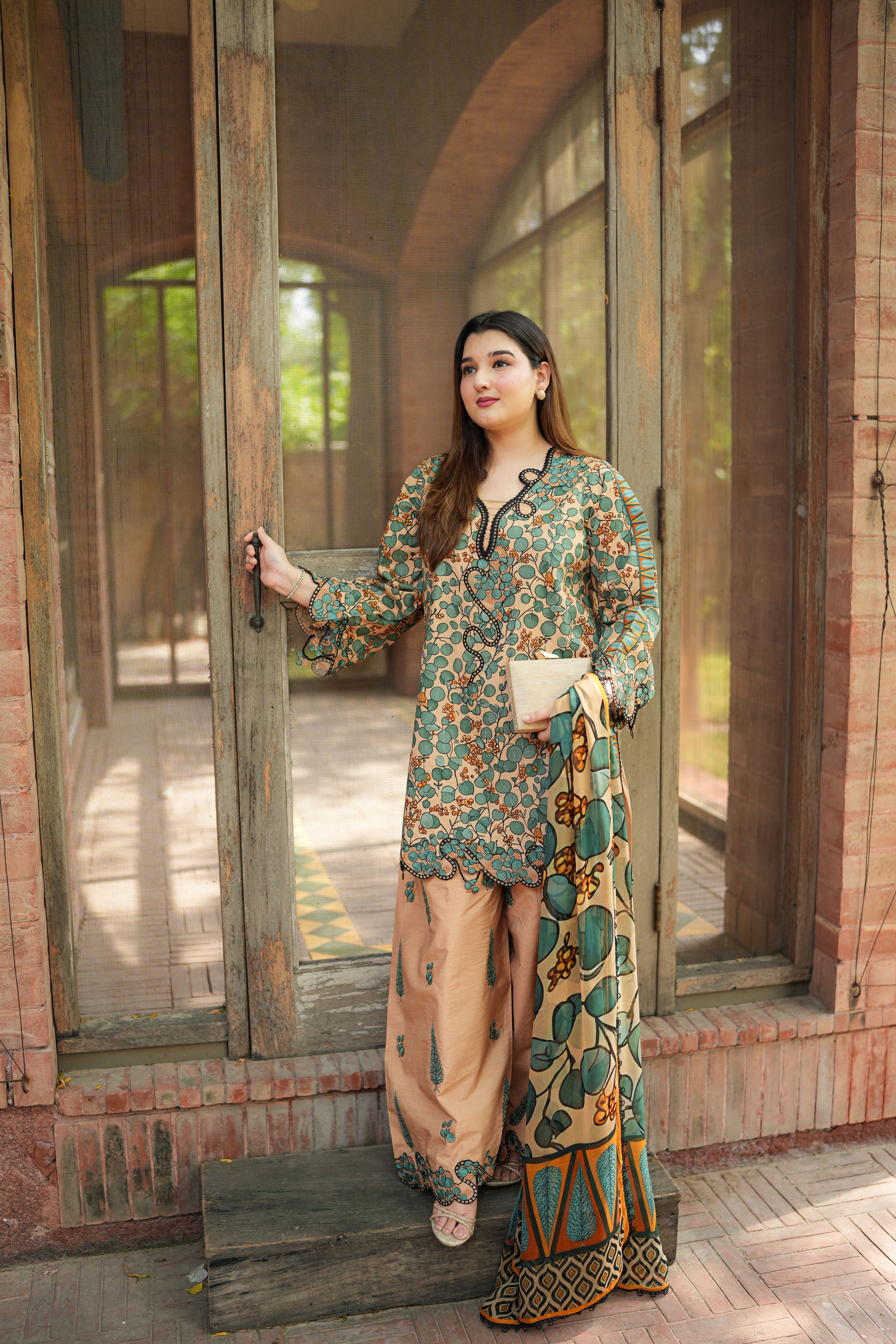 Aneelas Viscose Print Emb 3pc Chiffon Duppata [VC-26-30-B] [Dispatch Time 2 Months]