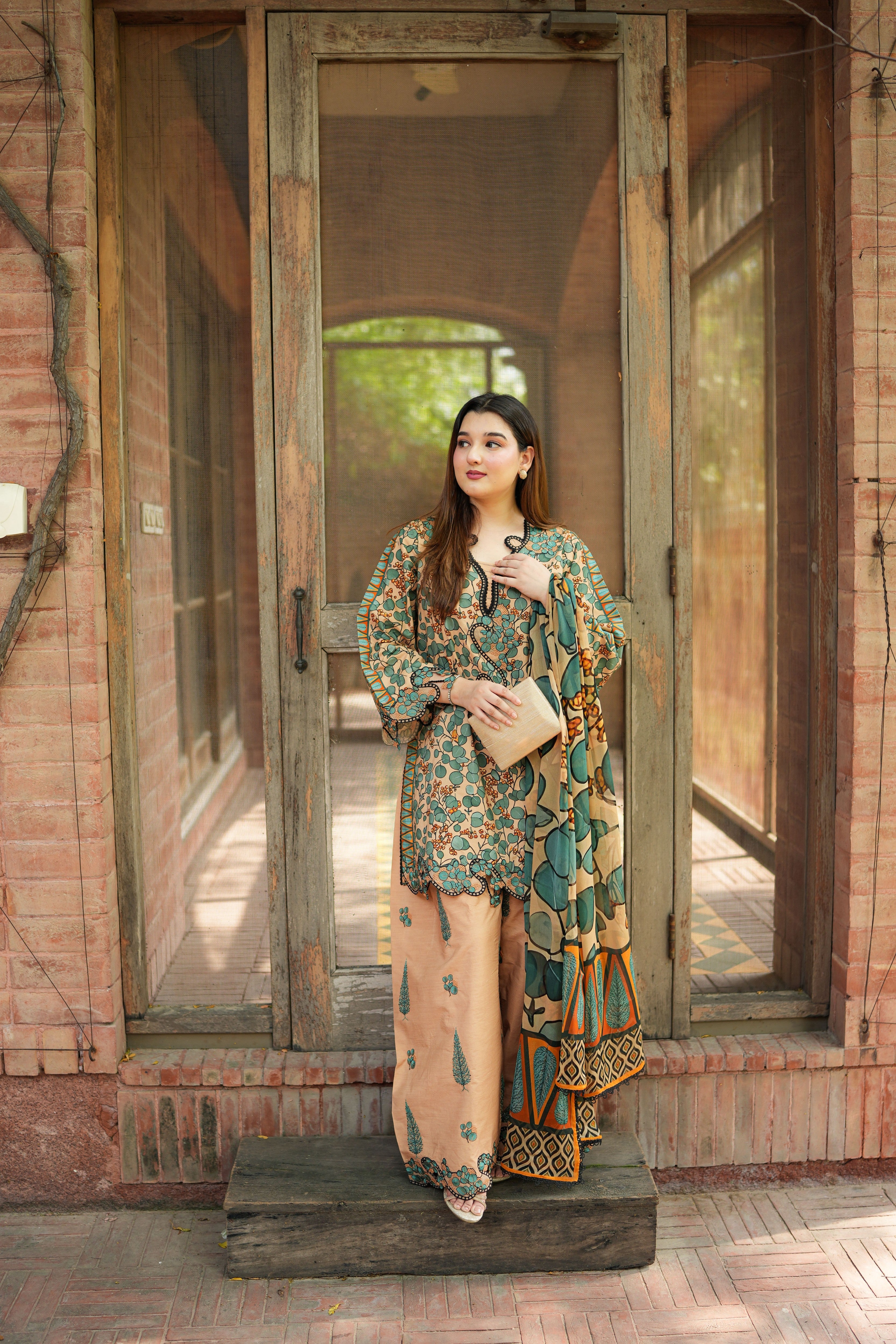 Aneelas Viscose Print Emb 3pc Viscose Duppata [VC-26-30-C] [Dispatch Time 2 Months]