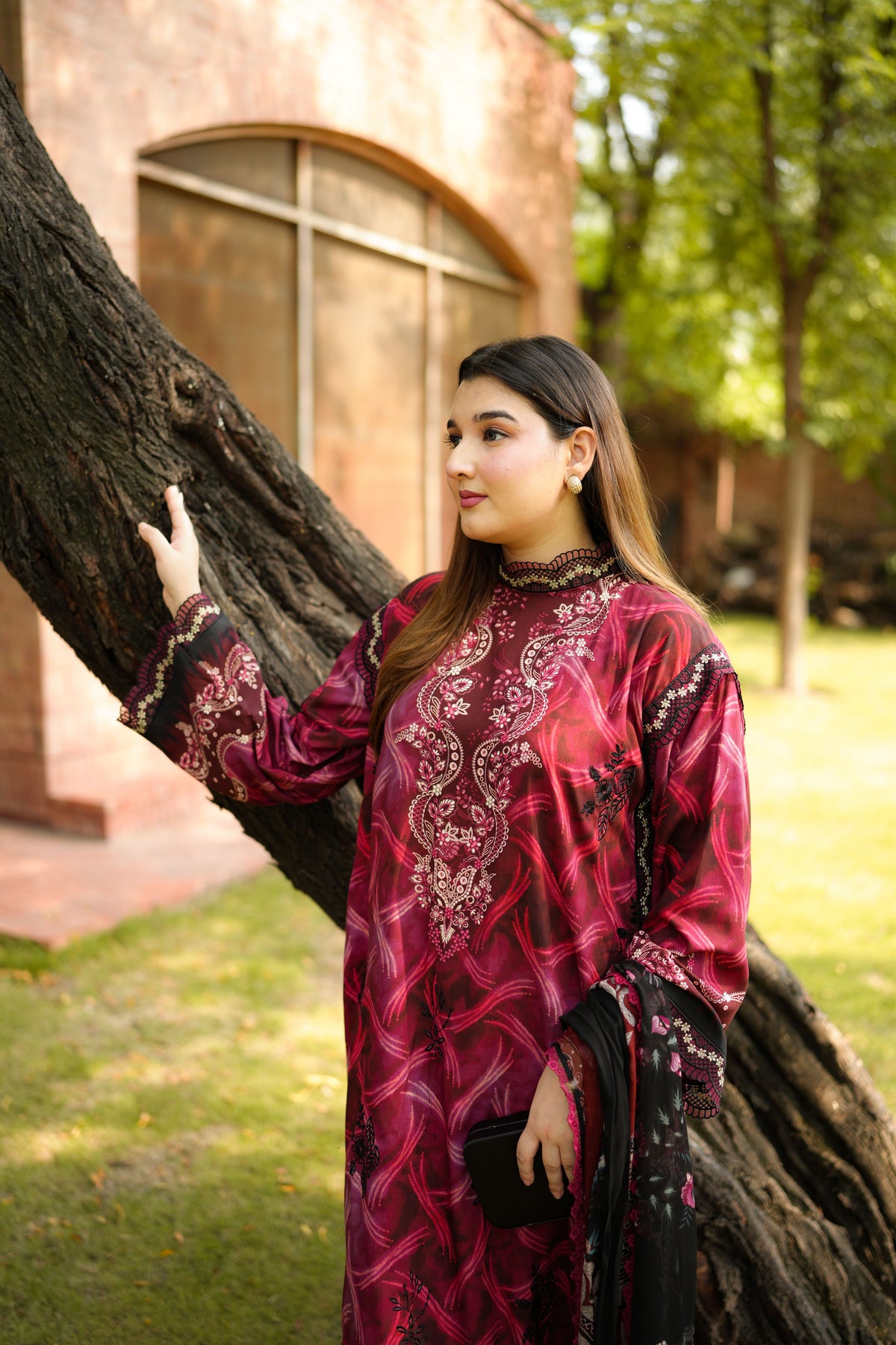 Aneelas Viscose Print Emb 3pc Viscose Duppata [VC-26-16-A] [Dispatch Time 2.5 Months]