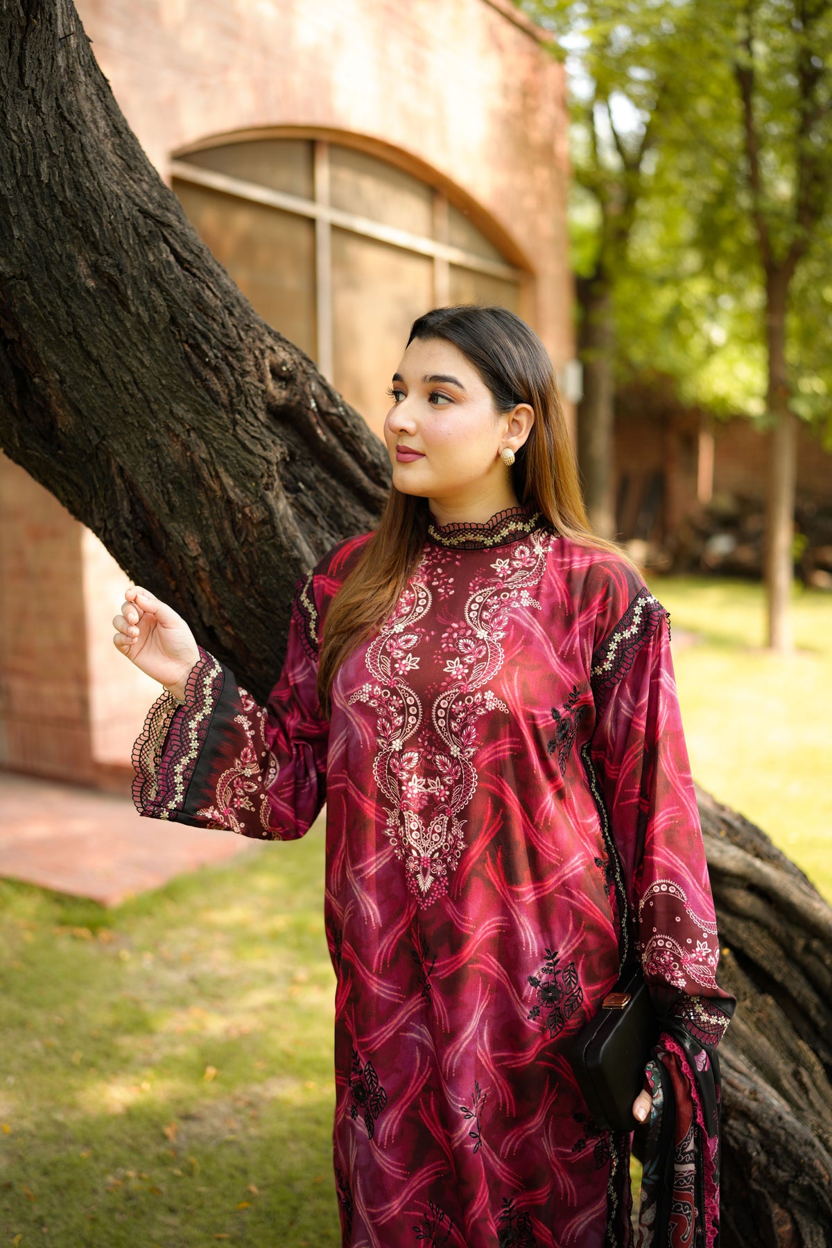 Aneelas Viscose Print Emb 3pc Viscose Duppata [VC-26-16-A] [Dispatch Time 2.5 Months]