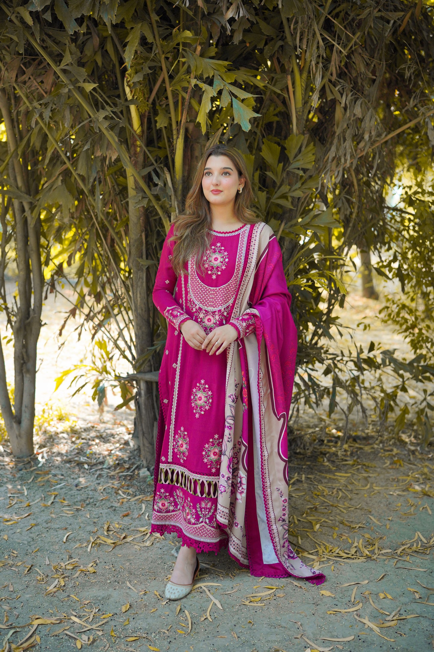 Rs 12500 Aneelas Stitched Peach Wool Emb 3pc [PL-07] [Dispatch Time 2 Months]