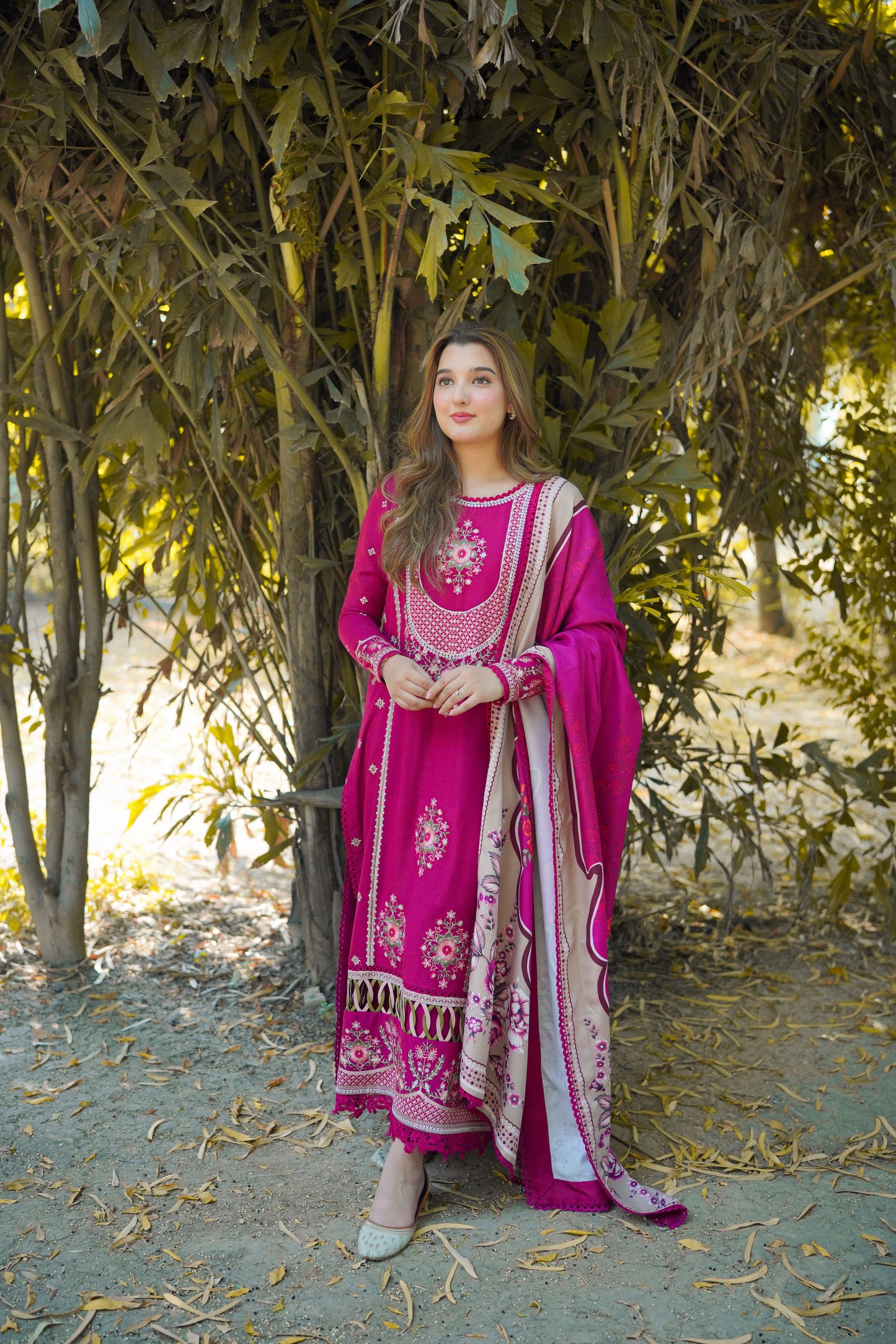 Rs 12500 Aneelas Stitched Peach Wool Emb 3pc [PL-07] [Dispatch Time 2 Months]