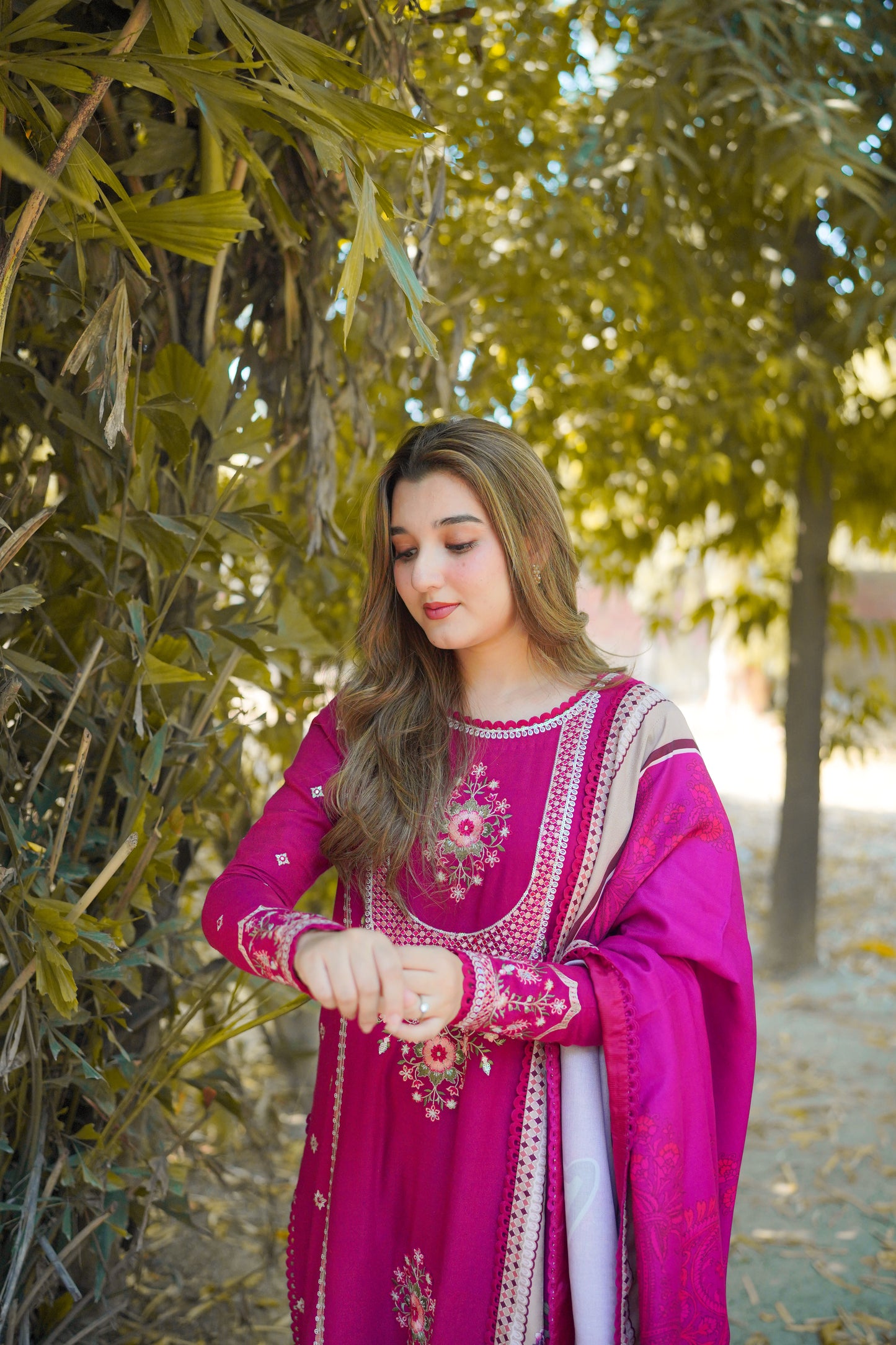 Rs 12500 Aneelas Stitched Peach Wool Emb 3pc [PL-07] [Dispatch Time 2 Months]