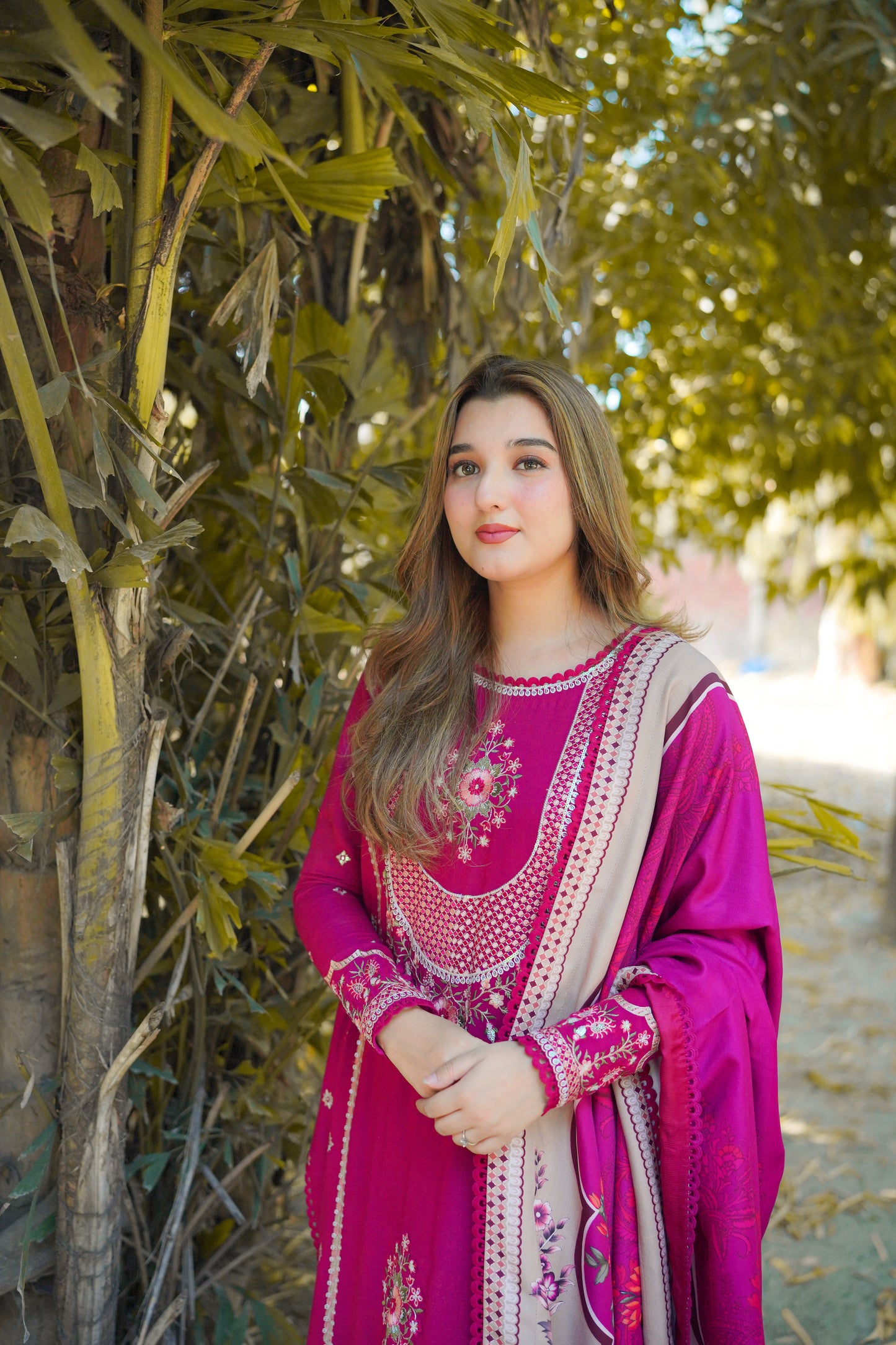 Rs 12500 Aneelas Stitched Peach Wool Emb 3pc [PL-07] [Dispatch Time 2 Months]