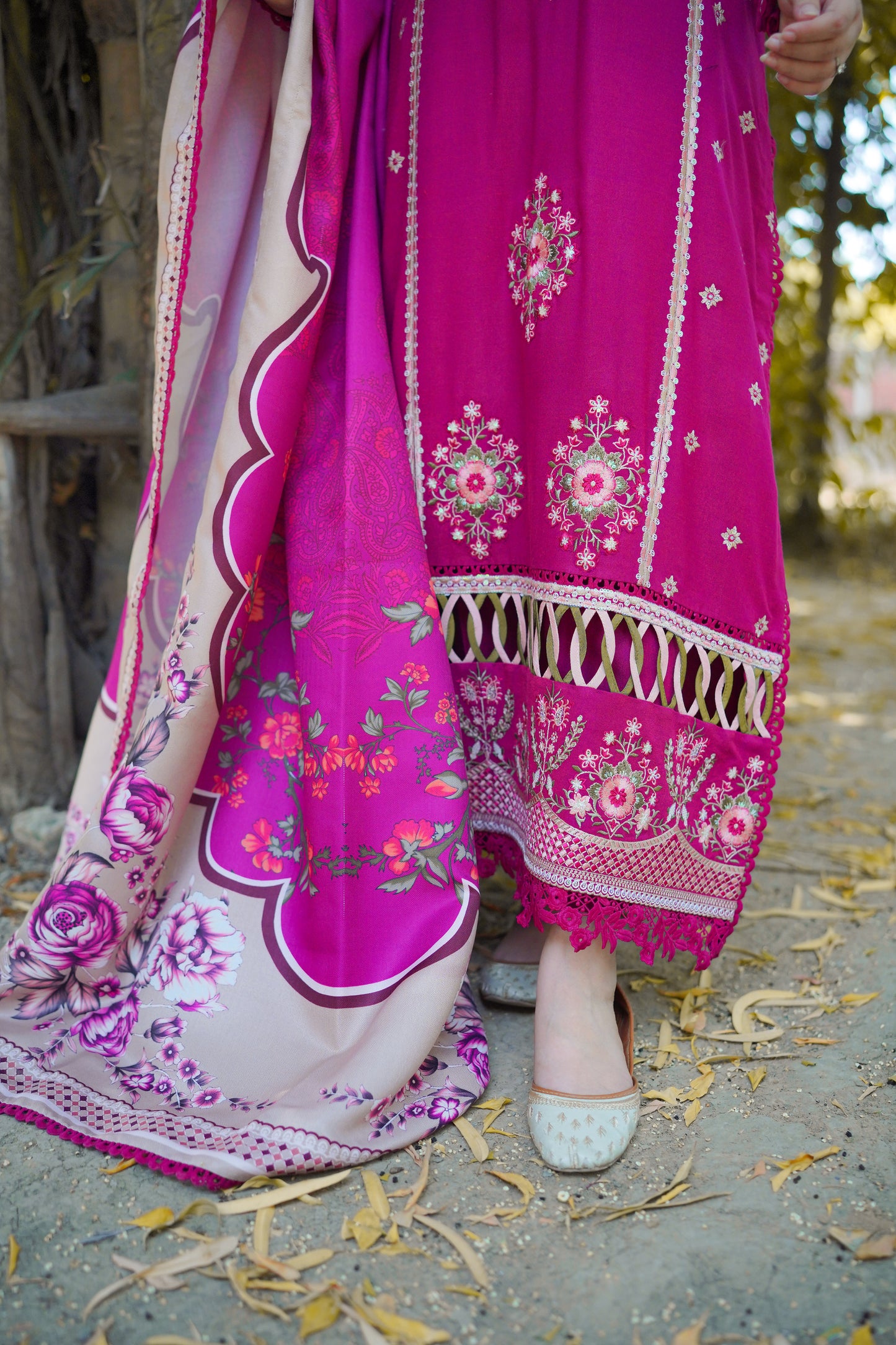 Rs 12500 Aneelas Stitched Peach Wool Emb 3pc [PL-07] [Dispatch Time 2 Months]