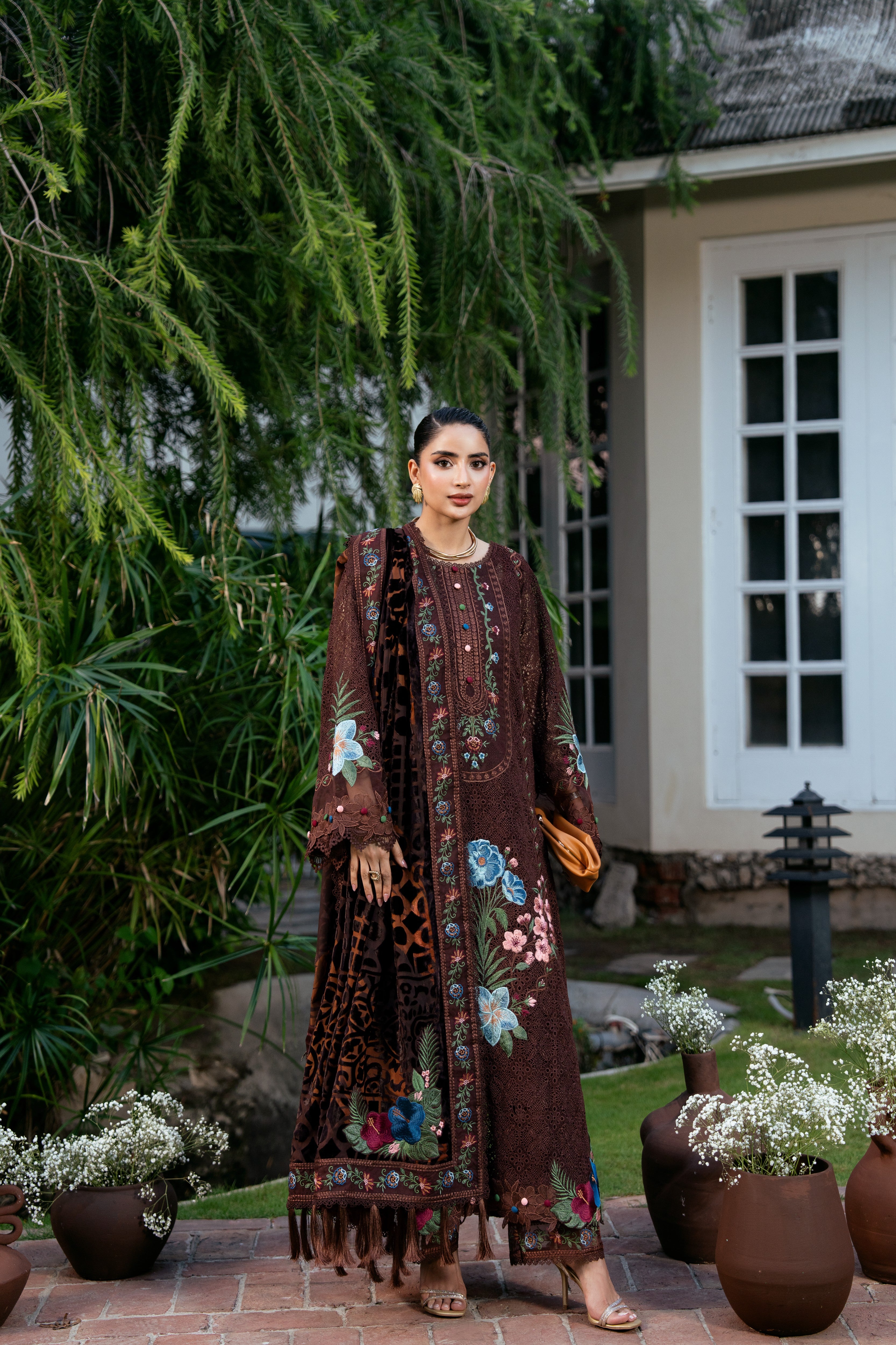 Aneelas Luxury Dissolving Embroidery 3pc Palachi Shawl [WLUX-26-04] [Dispatch Time 3 Months]