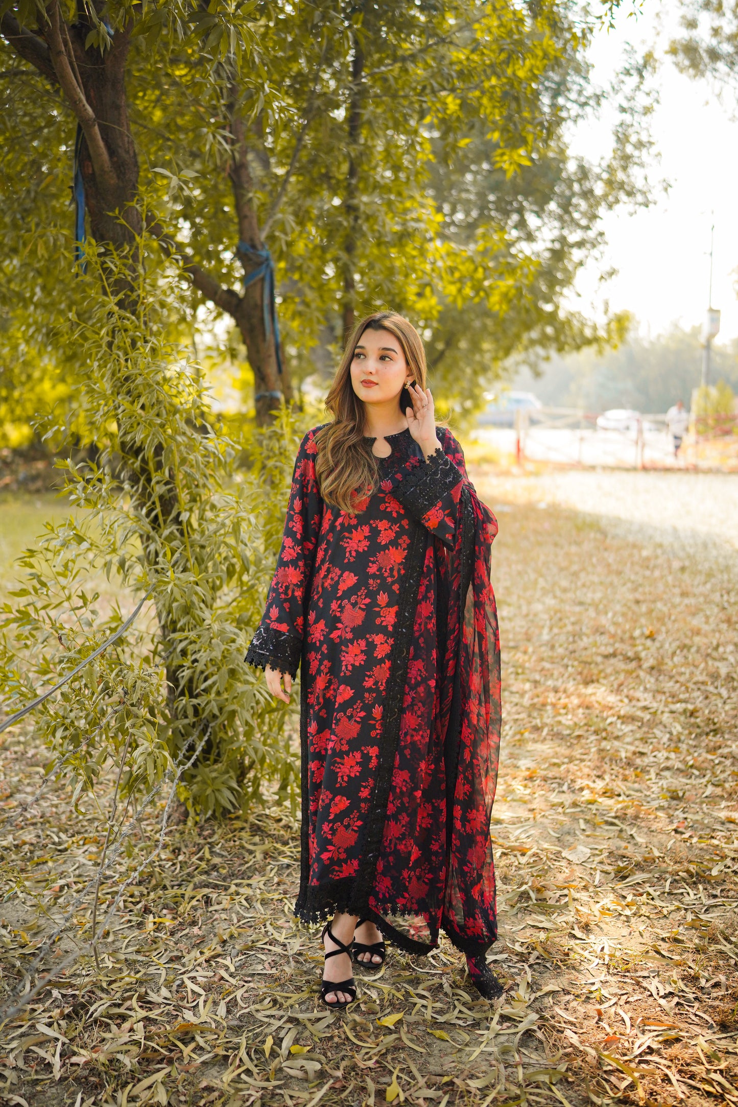 Rs 10500 Aneelas Stitched Print Khadar Emb Shirt Trouser Chiffon Duppata 3pc [WPR-21] [Dispatch Time 2 Months]