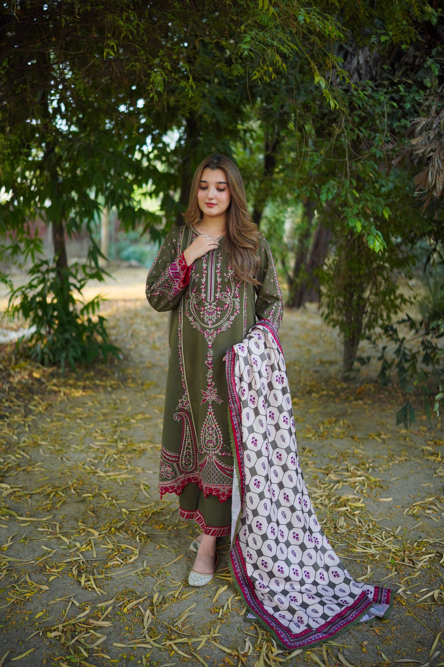 Rs 12500 Aneelas Stitched Karandi Emb 3pc [KR-03] [Dispatch Time 2 Months]