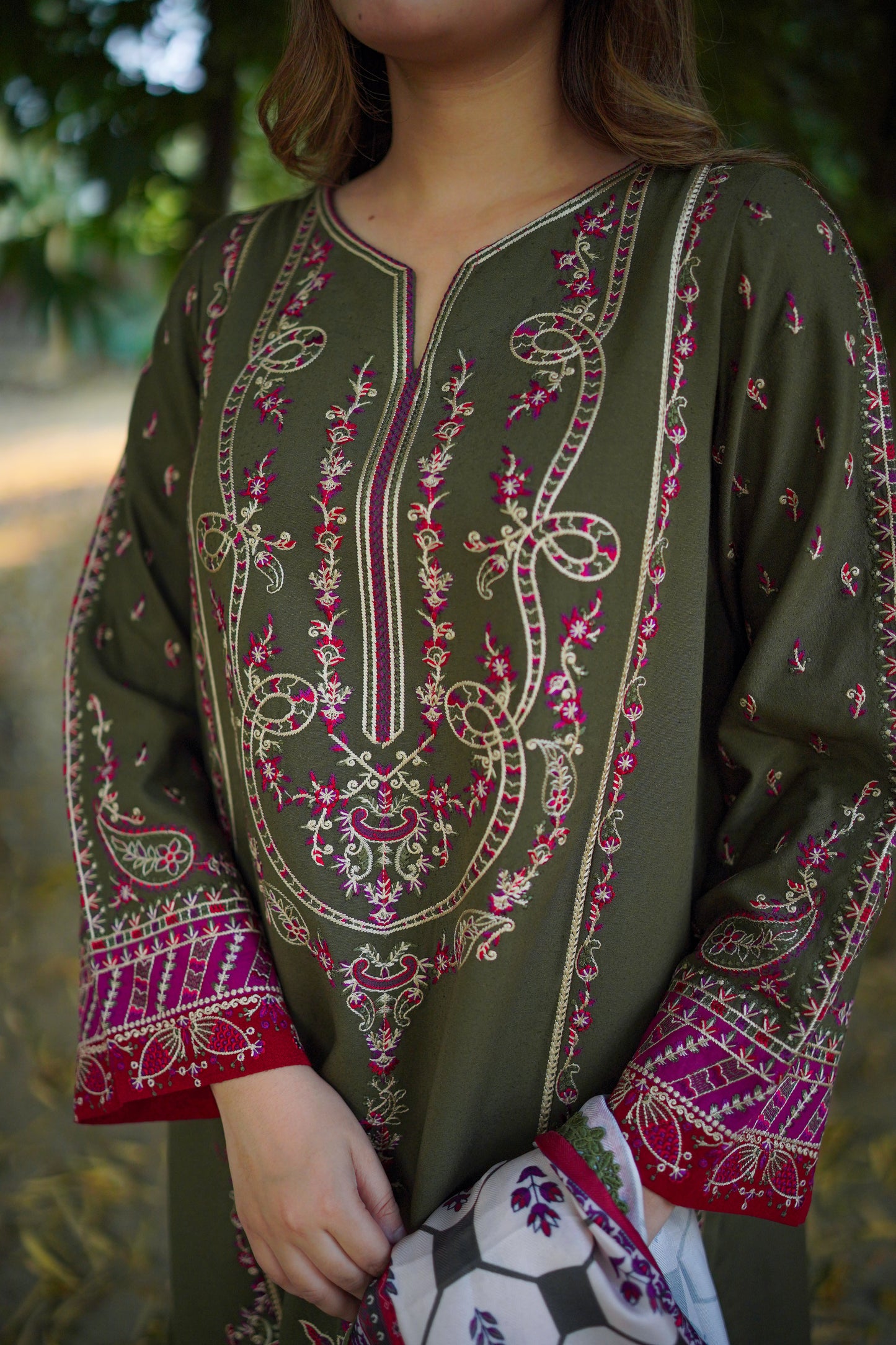 Rs 12500 Aneelas Stitched Karandi Emb 3pc [KR-03] [Dispatch Time 2 Months]