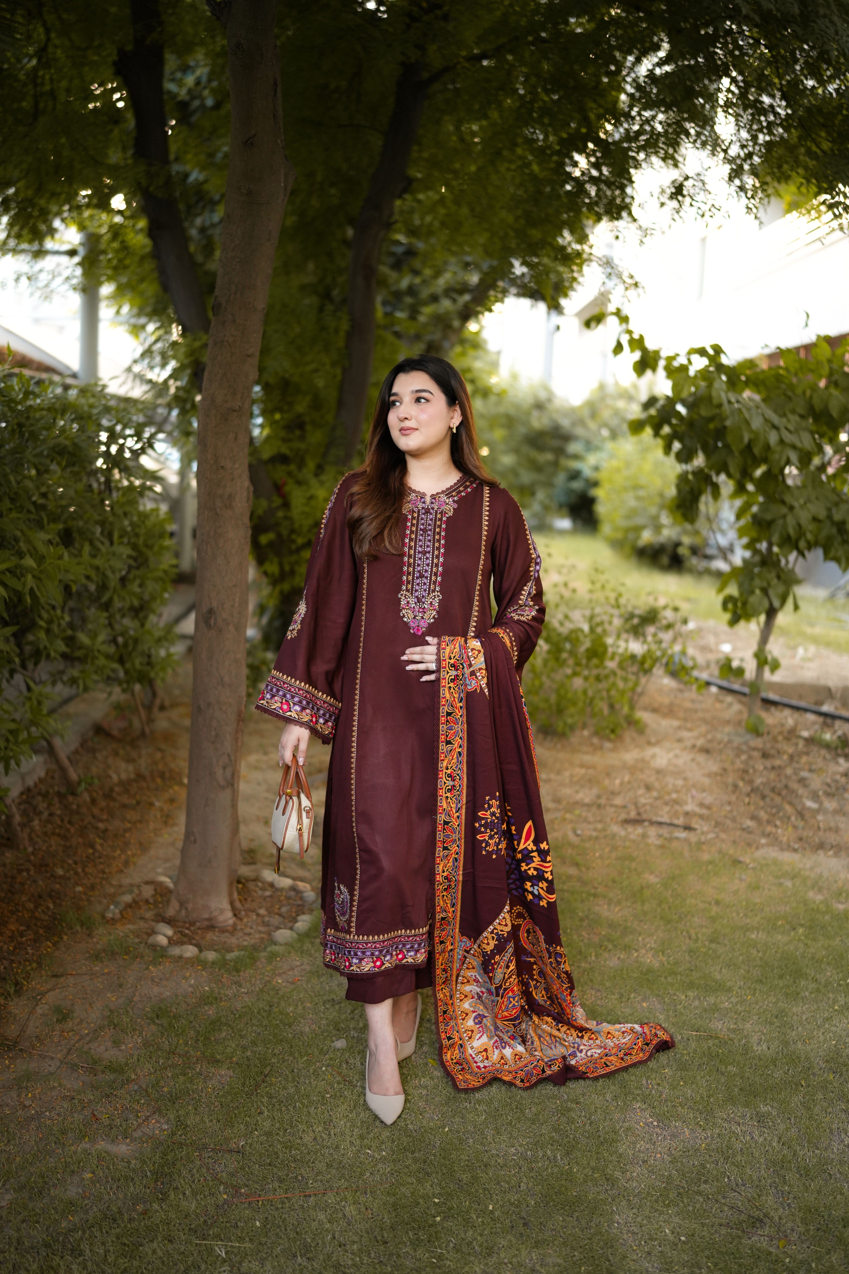 Aneelas Twill Emb 3pc Print Shawl [TWX-26-01] [Dispatch Time 2 Months]