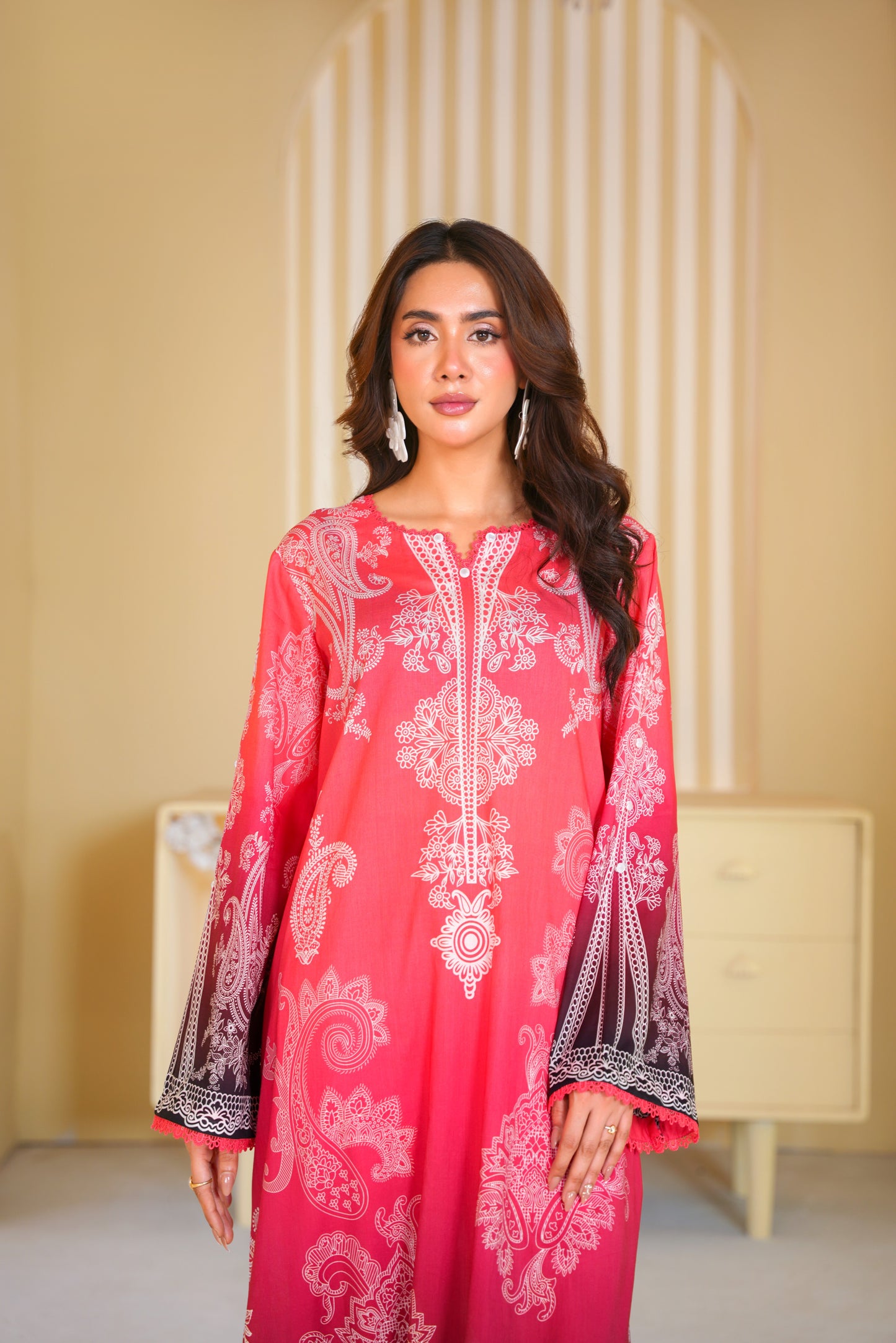 Rs 5500 Aneelas Stitched Print Kaftan 2pc [SPR-26-88] [Dispatch Time 2 Months]
