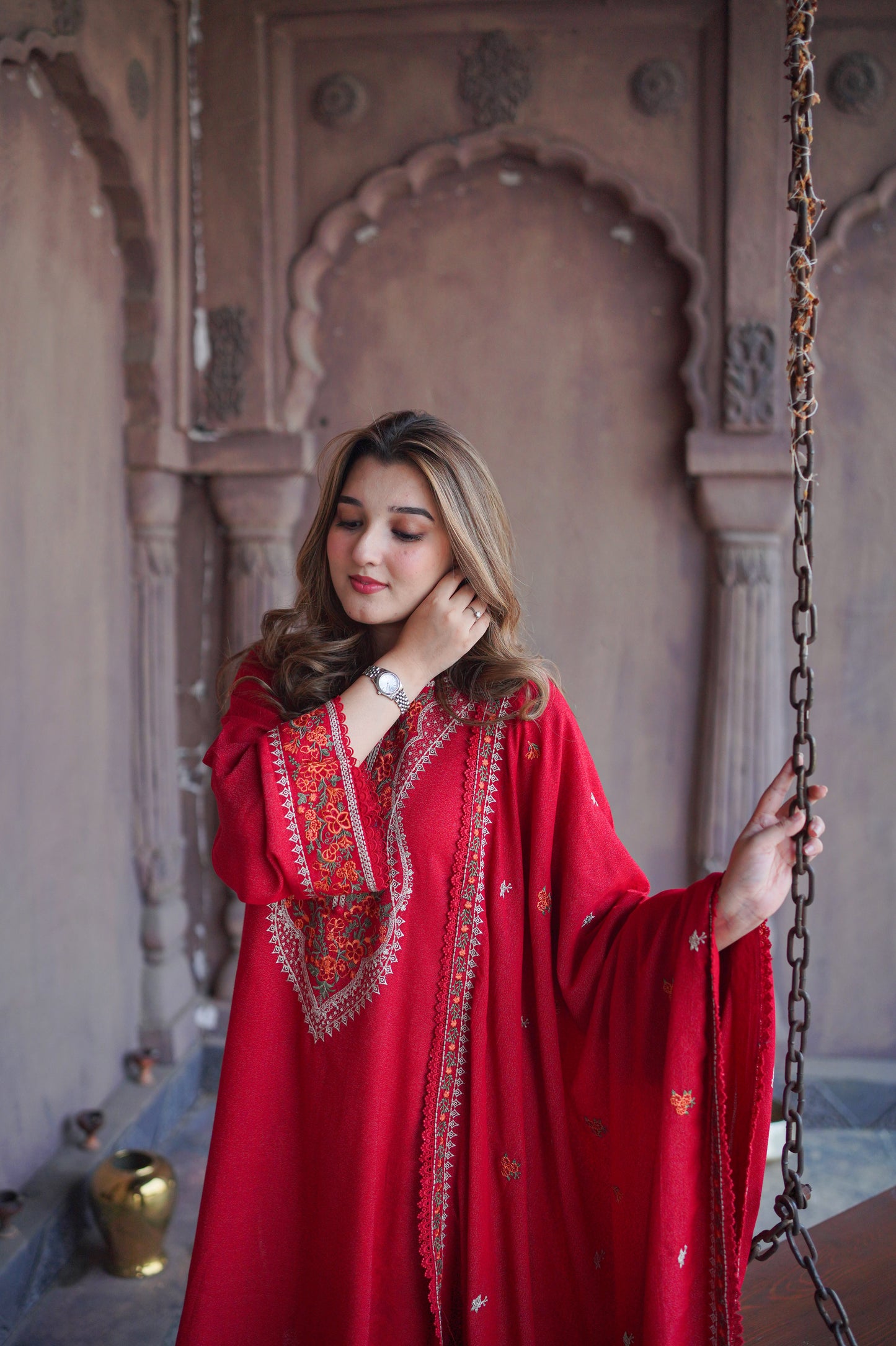 Rs 7500 Aneelas Karandi Stitched Emb Shirt Printed Shalwar [KR-02] [Dispatch Time 2 Months]