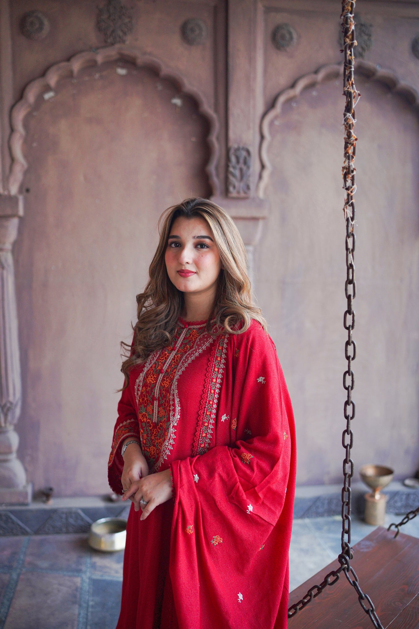 Rs 7500 Aneelas Karandi Stitched Emb Shirt Printed Shalwar [KR-02] [Dispatch Time 2 Months]