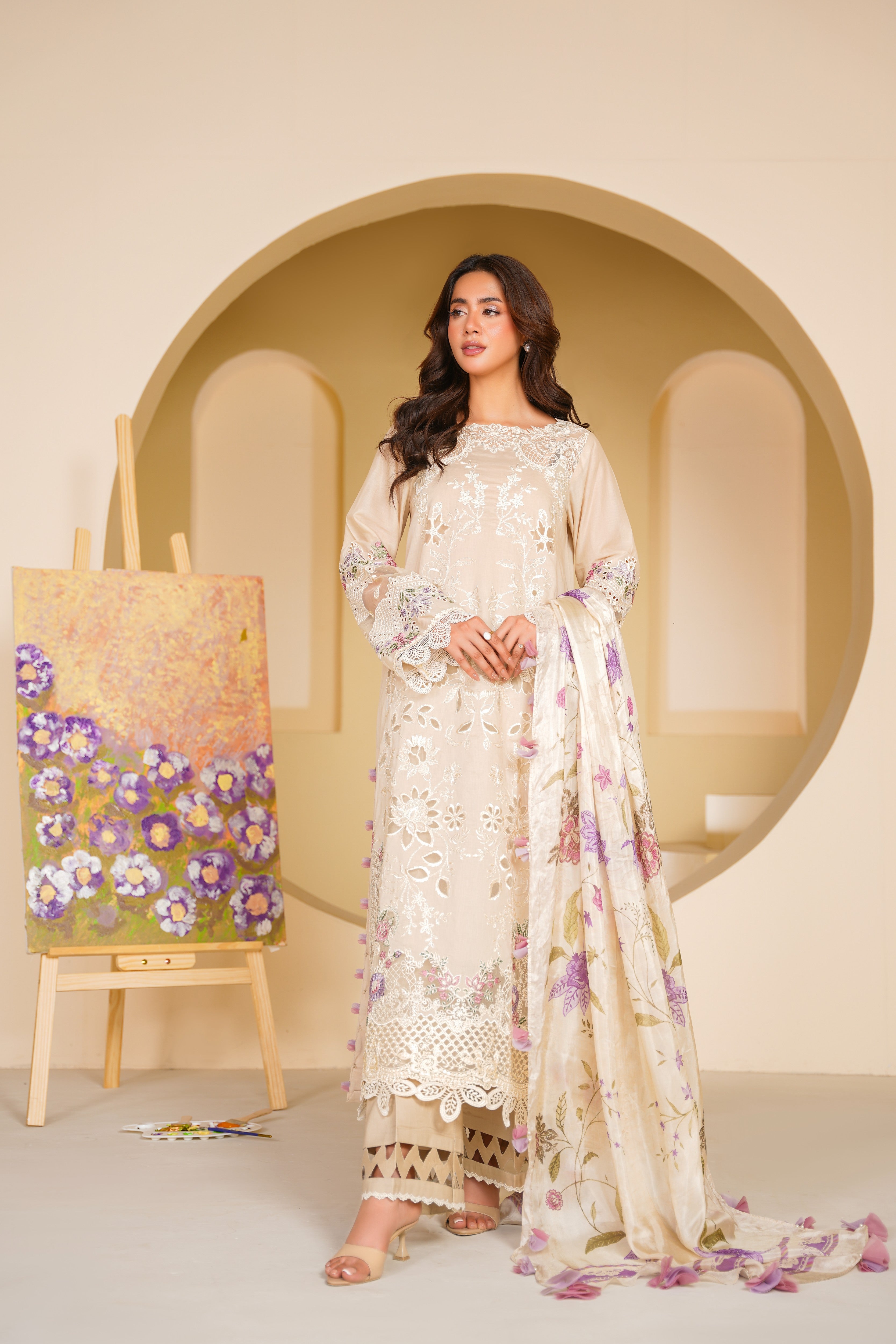 Rs 13950 Aneelas Stitched Lawn Emb 3pc Silk Duppata [LUX-26-87] [Dispatch Time 2 Months]