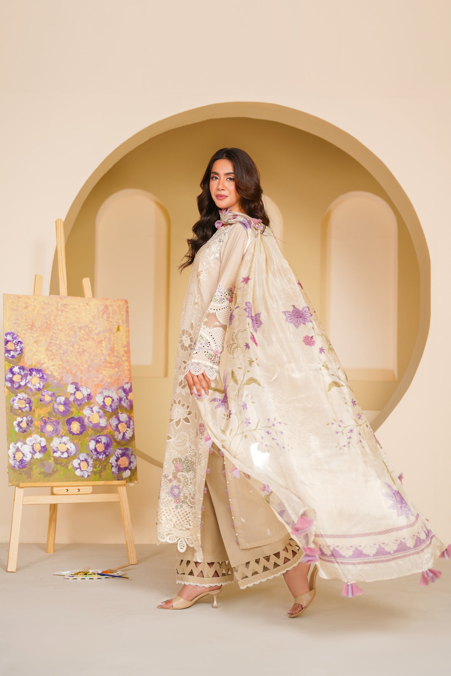 Rs 13950 Aneelas Stitched Lawn Emb 3pc Silk Duppata [LUX-26-87] [Dispatch Time 2 Months]