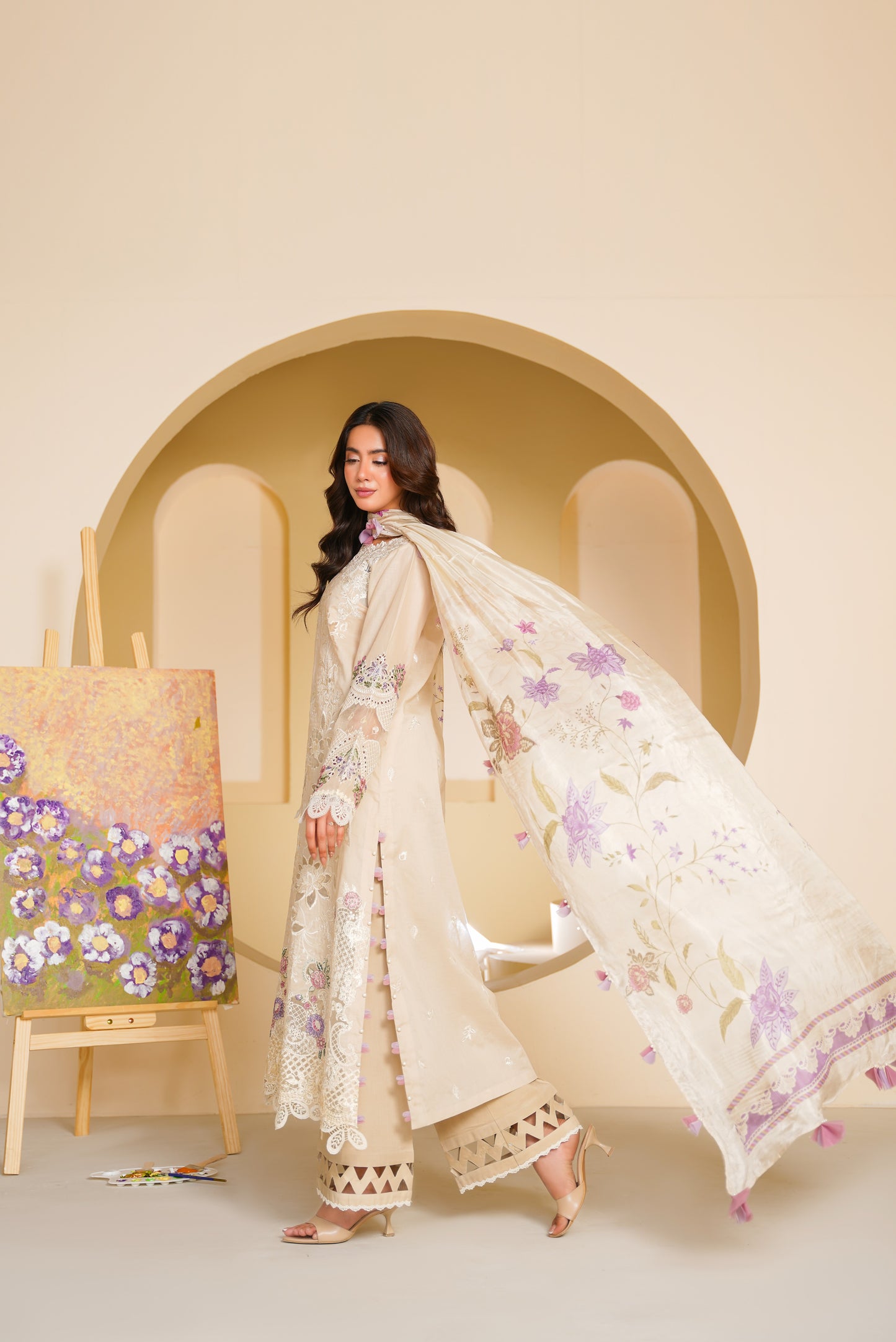 Rs 13950 Aneelas Stitched Lawn Emb 3pc Silk Duppata [LUX-26-87] [Dispatch Time 2 Months]