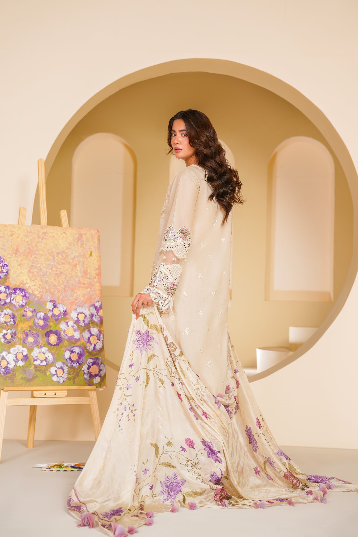 Rs 13950 Aneelas Stitched Lawn Emb 3pc Silk Duppata [LUX-26-87] [Dispatch Time 2 Months]