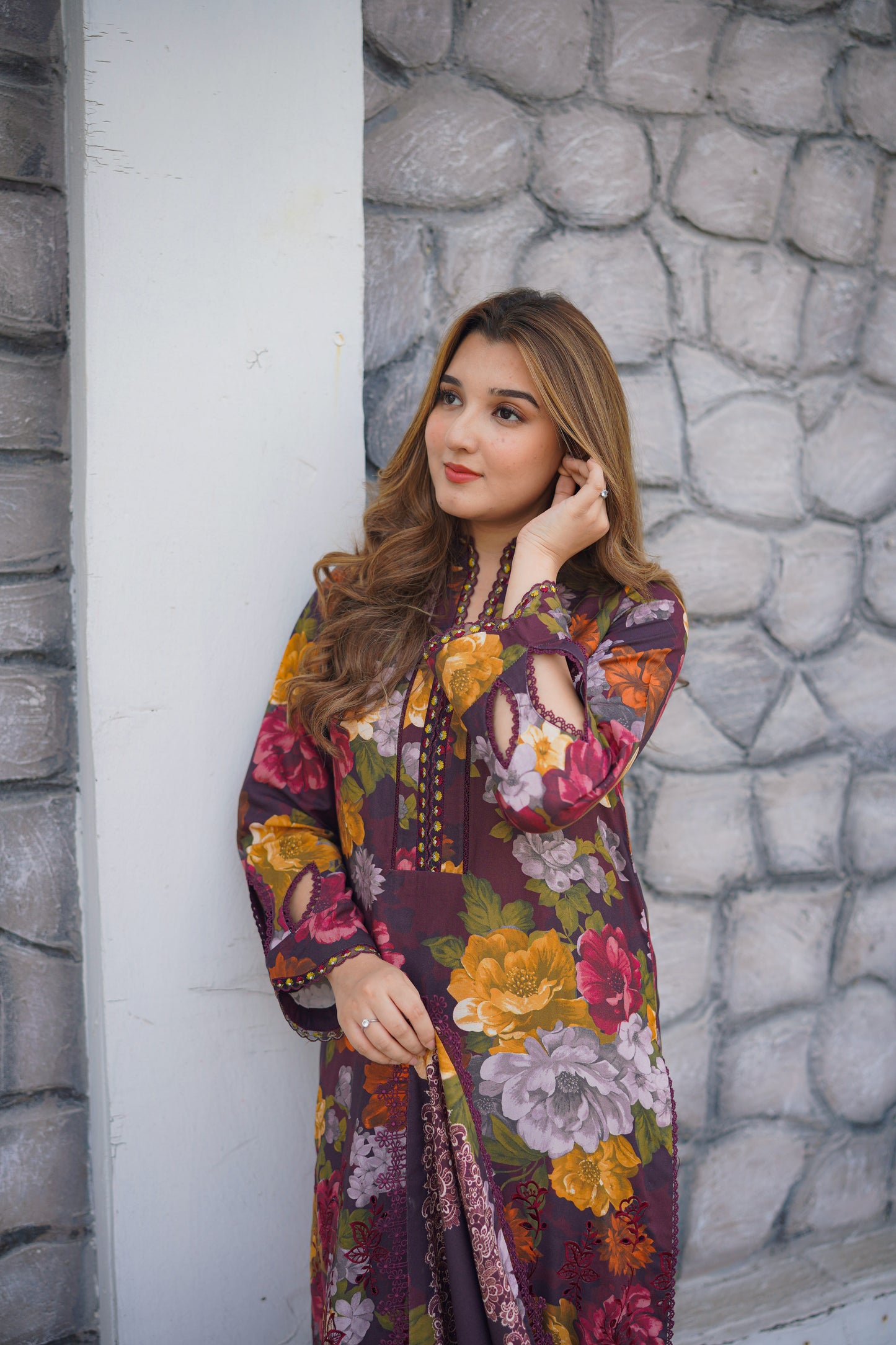 Rs 10500 Aneelas Stitched Linen Print Emb 3pc [WPR-29] [Dispatch Time 2 Months]