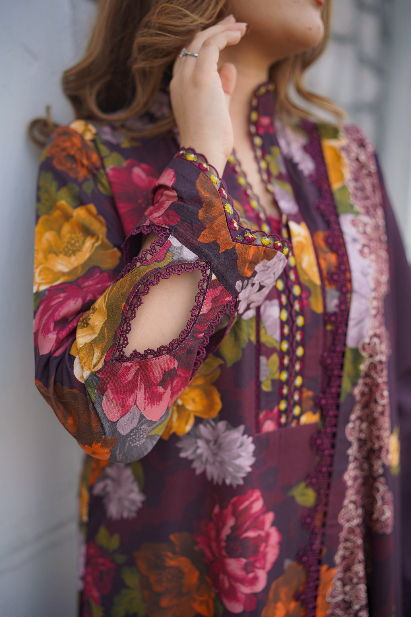 Rs 10500 Aneelas Stitched Linen Print Emb 3pc [WPR-29] [Dispatch Time 2 Months]