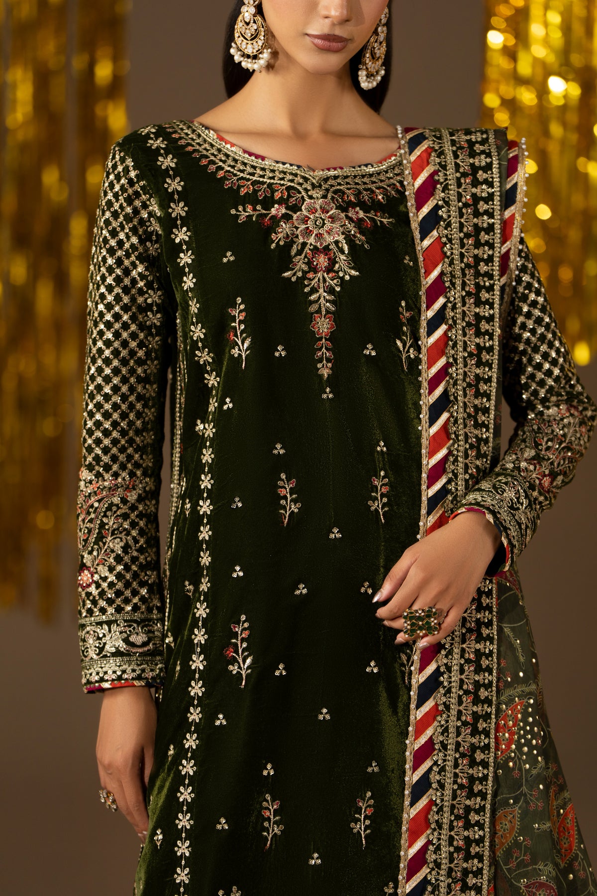 Aneelas Velvet Festive Emb 3pc Chiffon Duppata [VT-26-10] [Dispatch Time 2 Months]